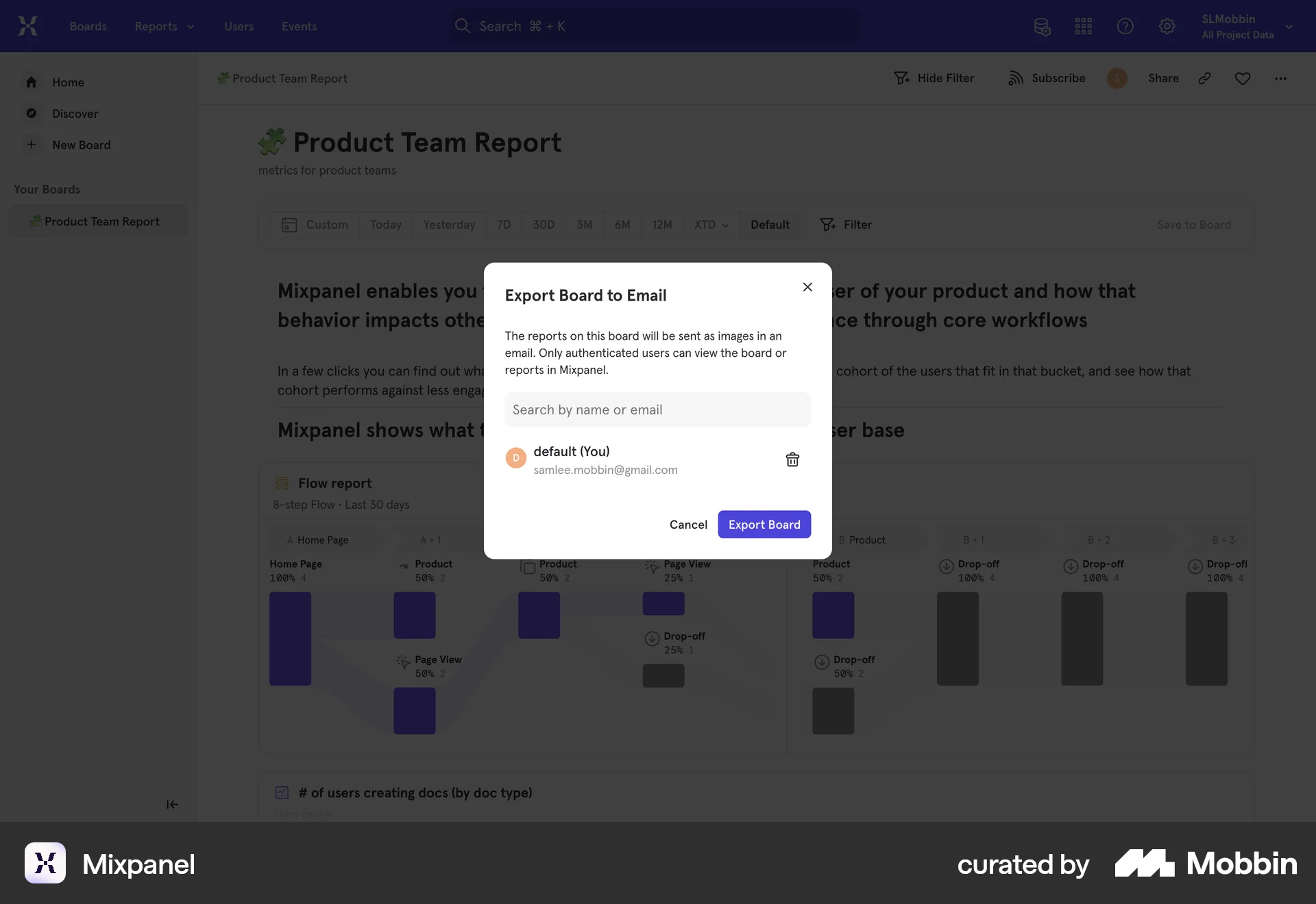 Mixpanel Web Import & Export screen