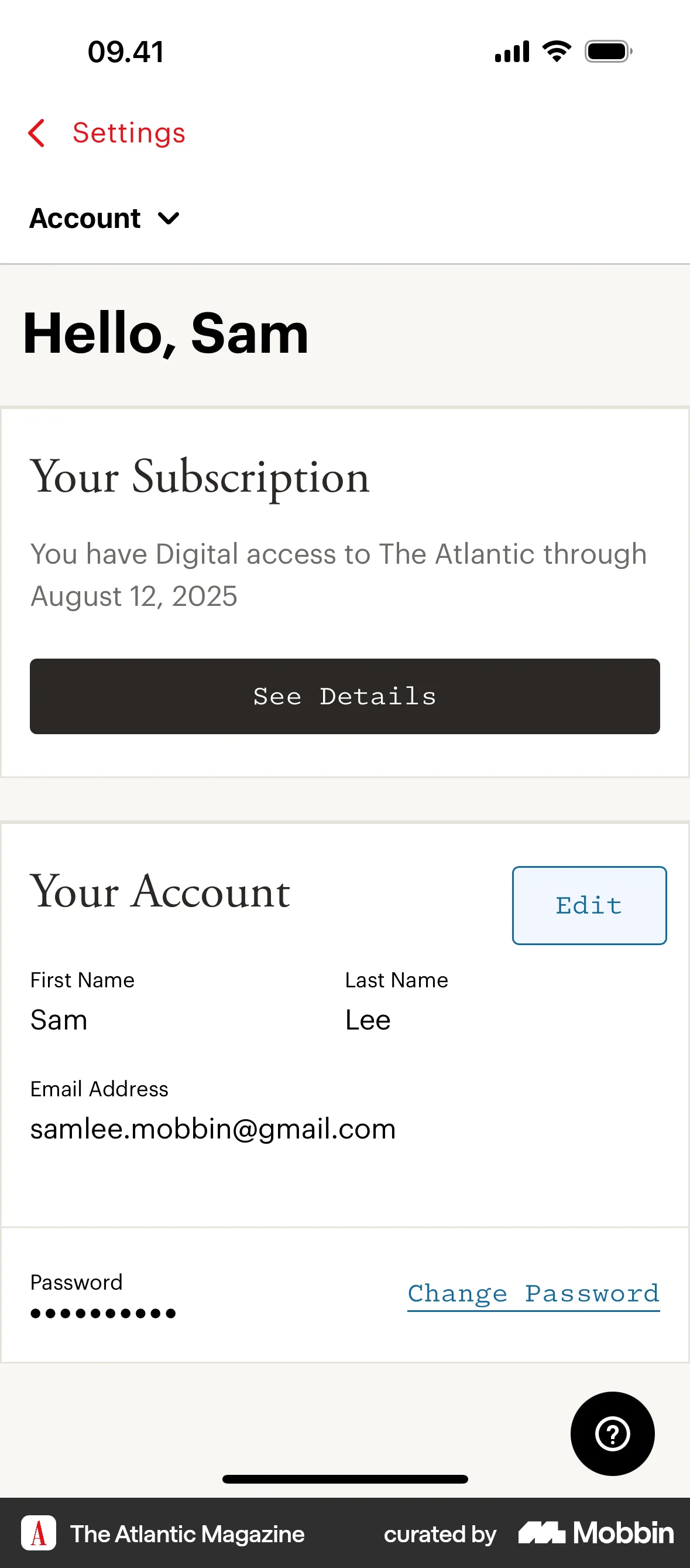 The Atlantic Magazine iOS Billing screen