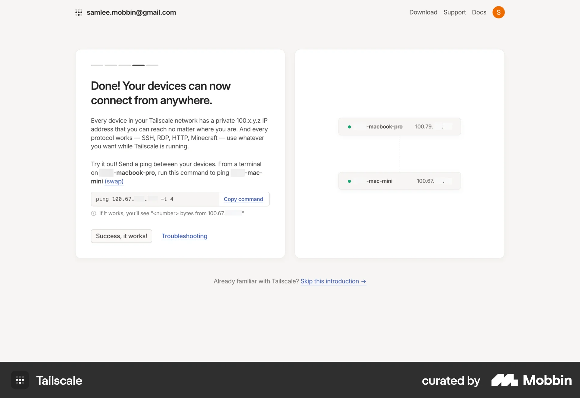 Tailscale Web Utilities App screen