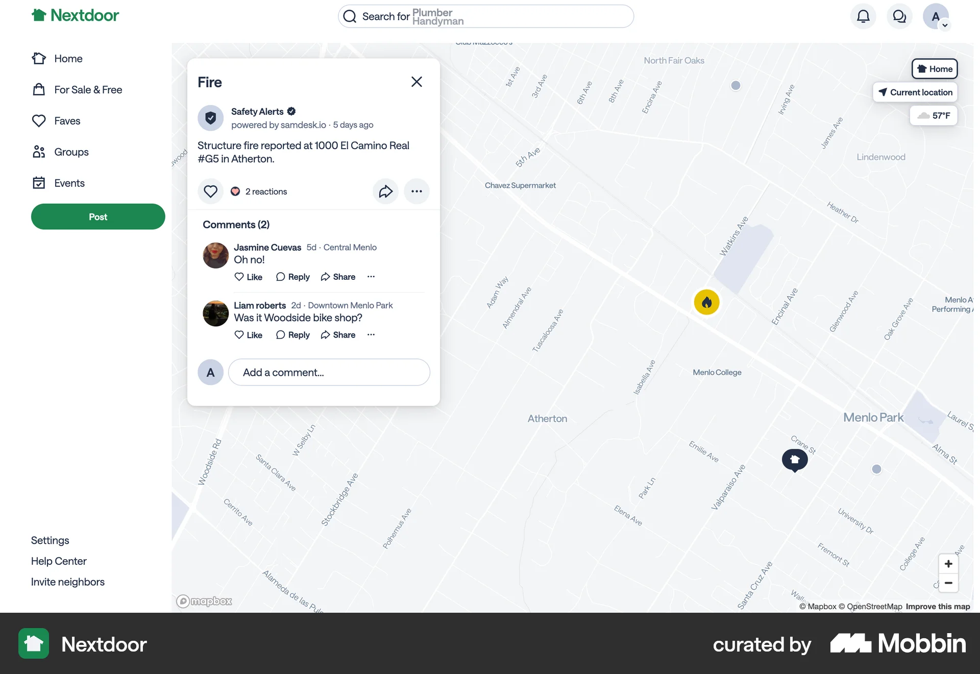 Nextdoor Web Post Detail screen