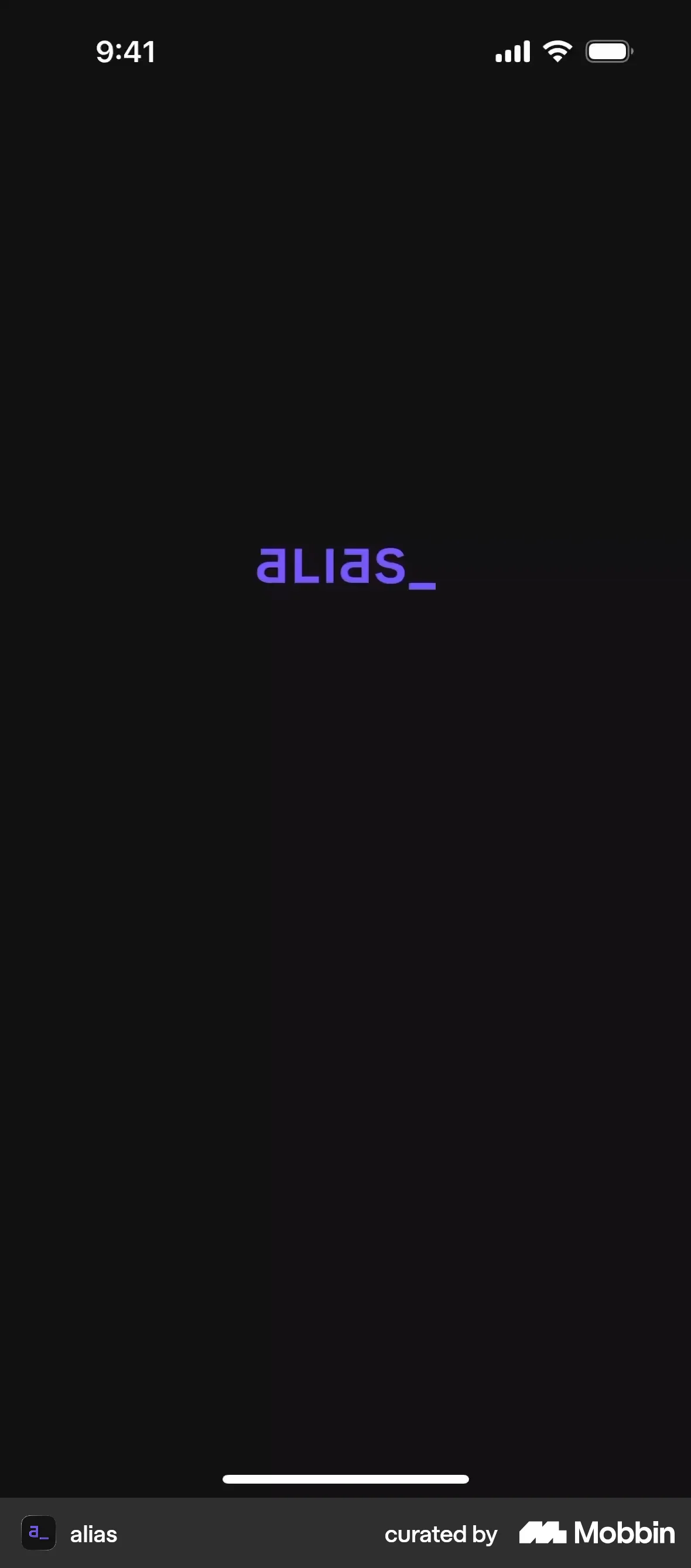 alias iOS Mobile App Design screen