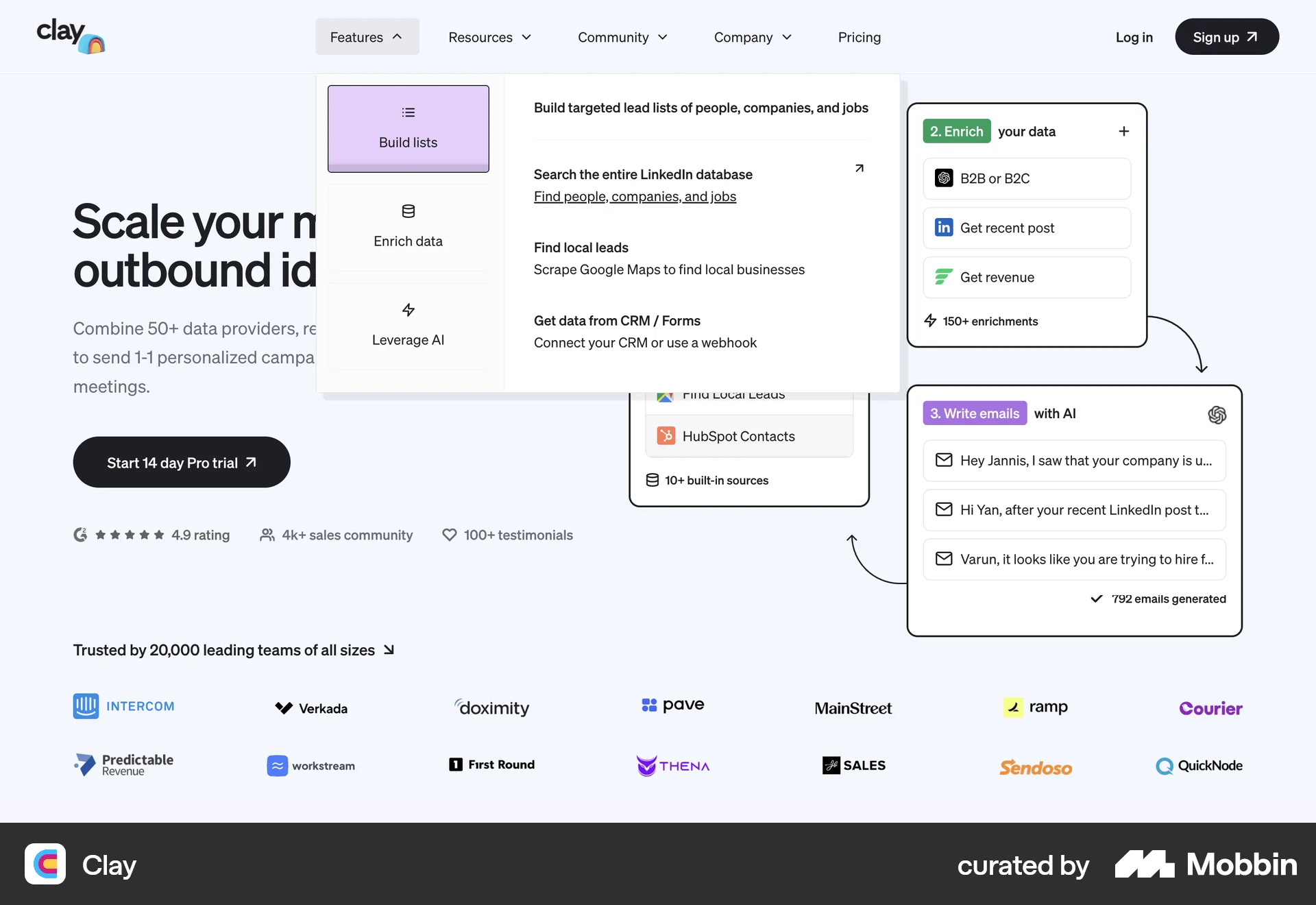 Clay Web screen containing Dropdown Menu UI element