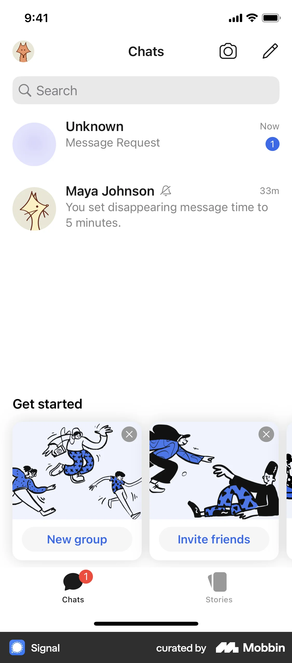 Signal iOS Emails & Messages screen