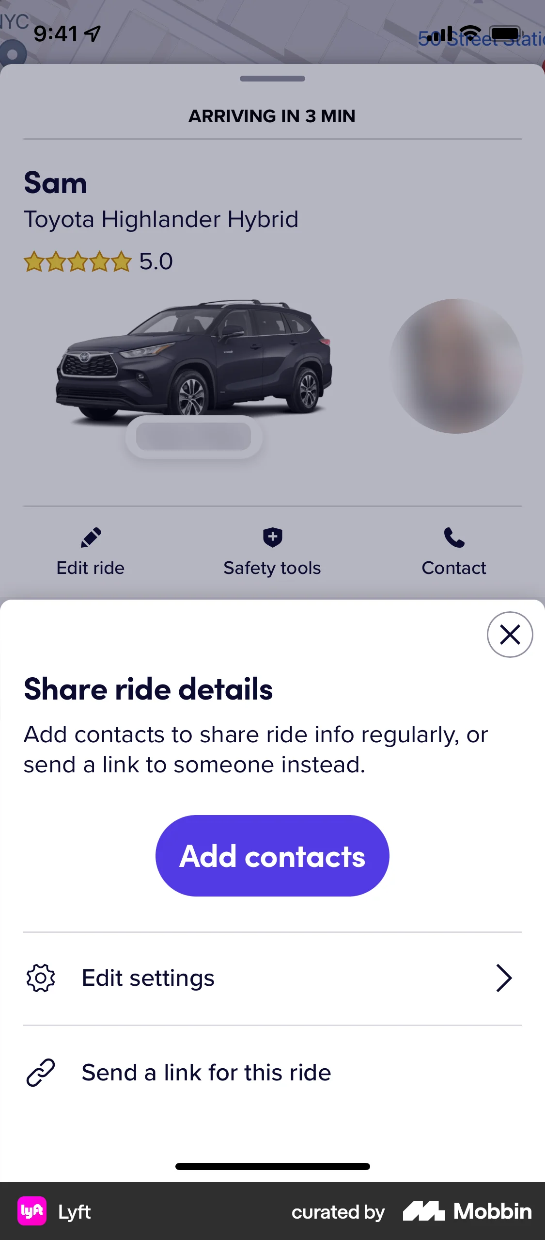 Lyft iOS Share screen