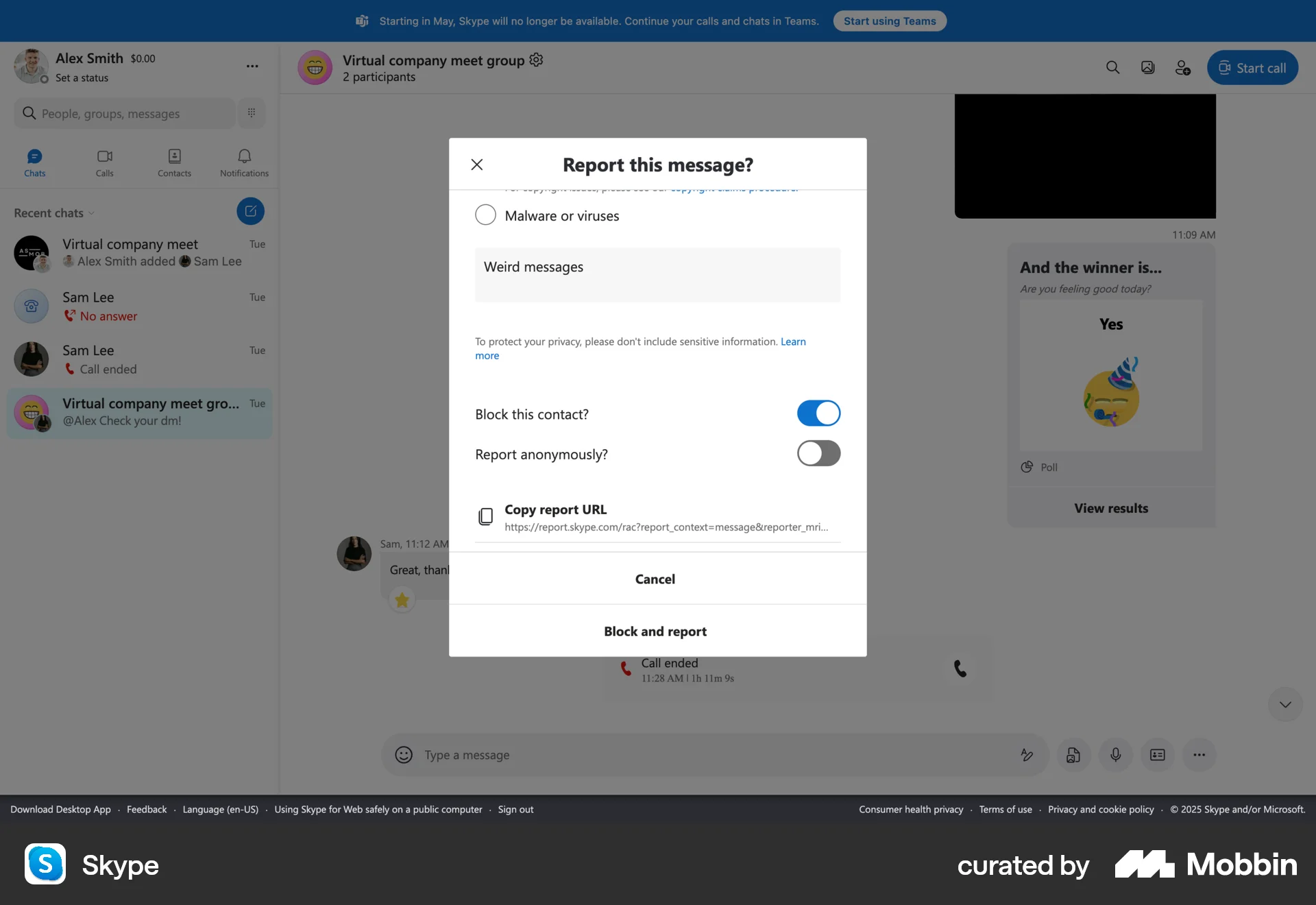 Skype Web Ban & Block screen