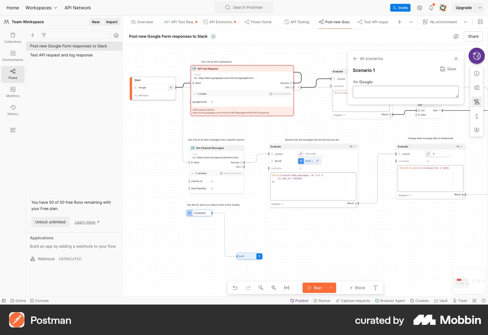 Postman Web Error screen