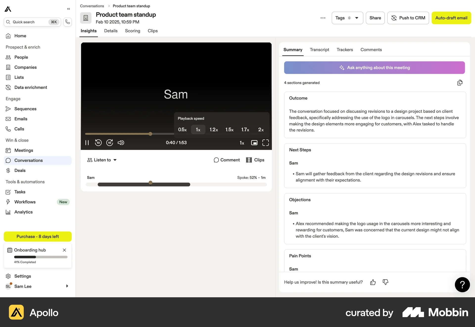 Apollo Web screen containing Select UI element