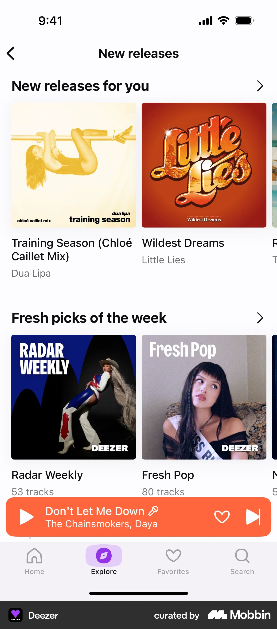 Deezer iOS Playlists screen