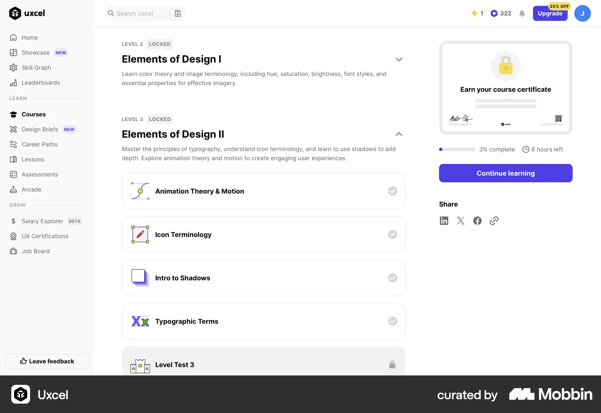 Uxcel Web screen containing Accordion UI element