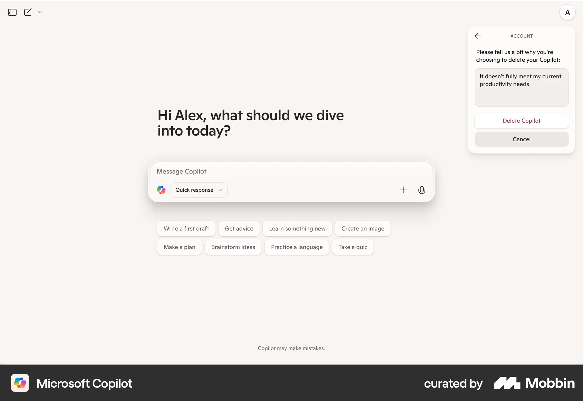 Microsoft Copilot Web screen containing Text Field UI element