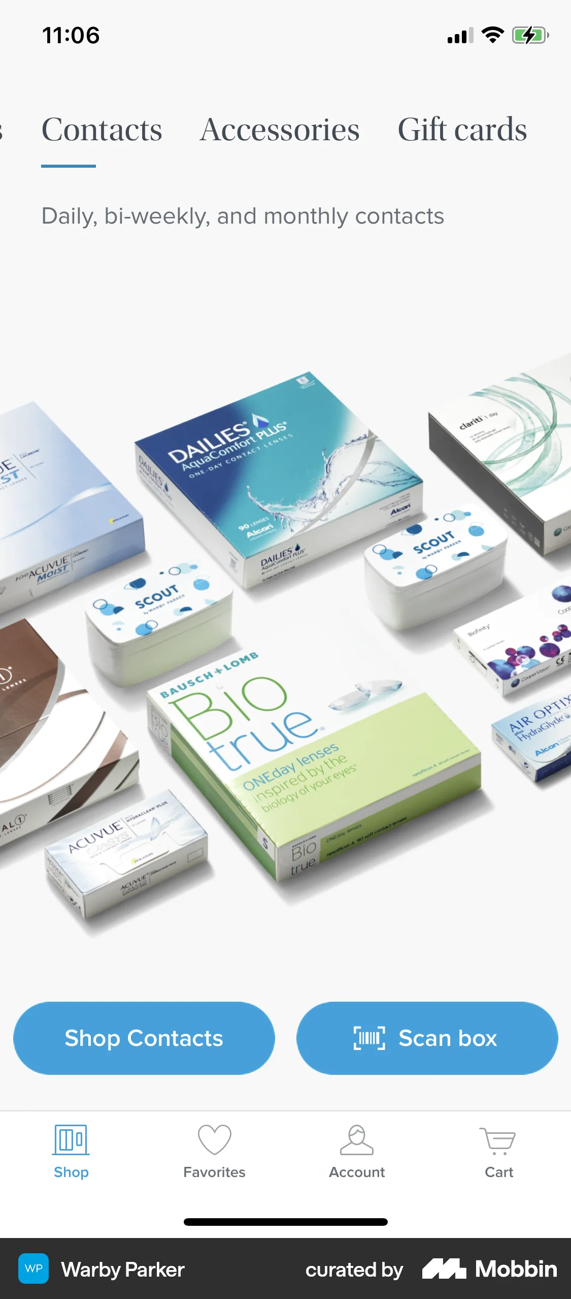 Warby Parker iOS Shop & Storefront screen