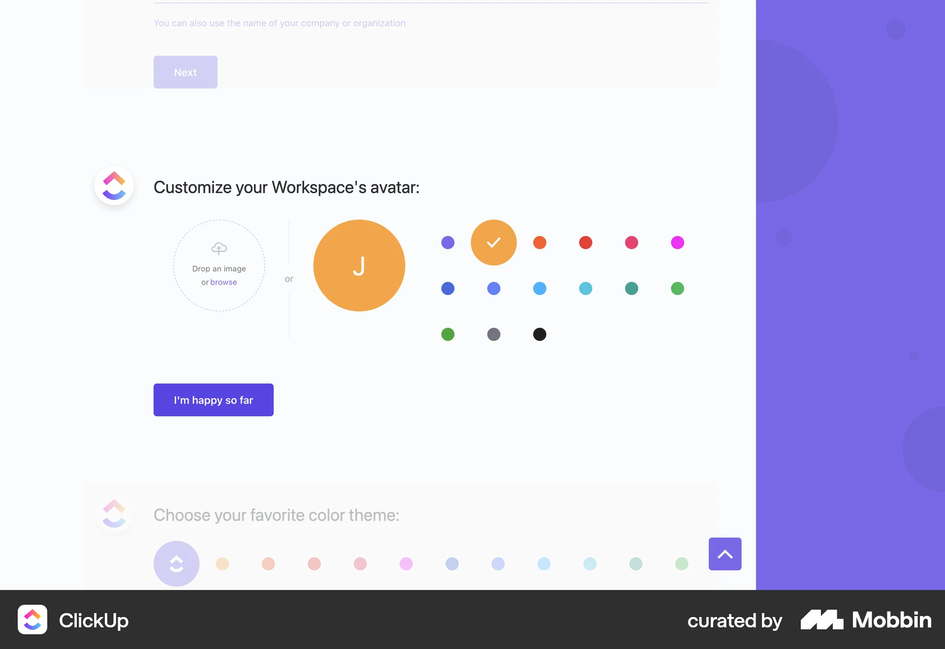 ClickUp Web Account Setup screen