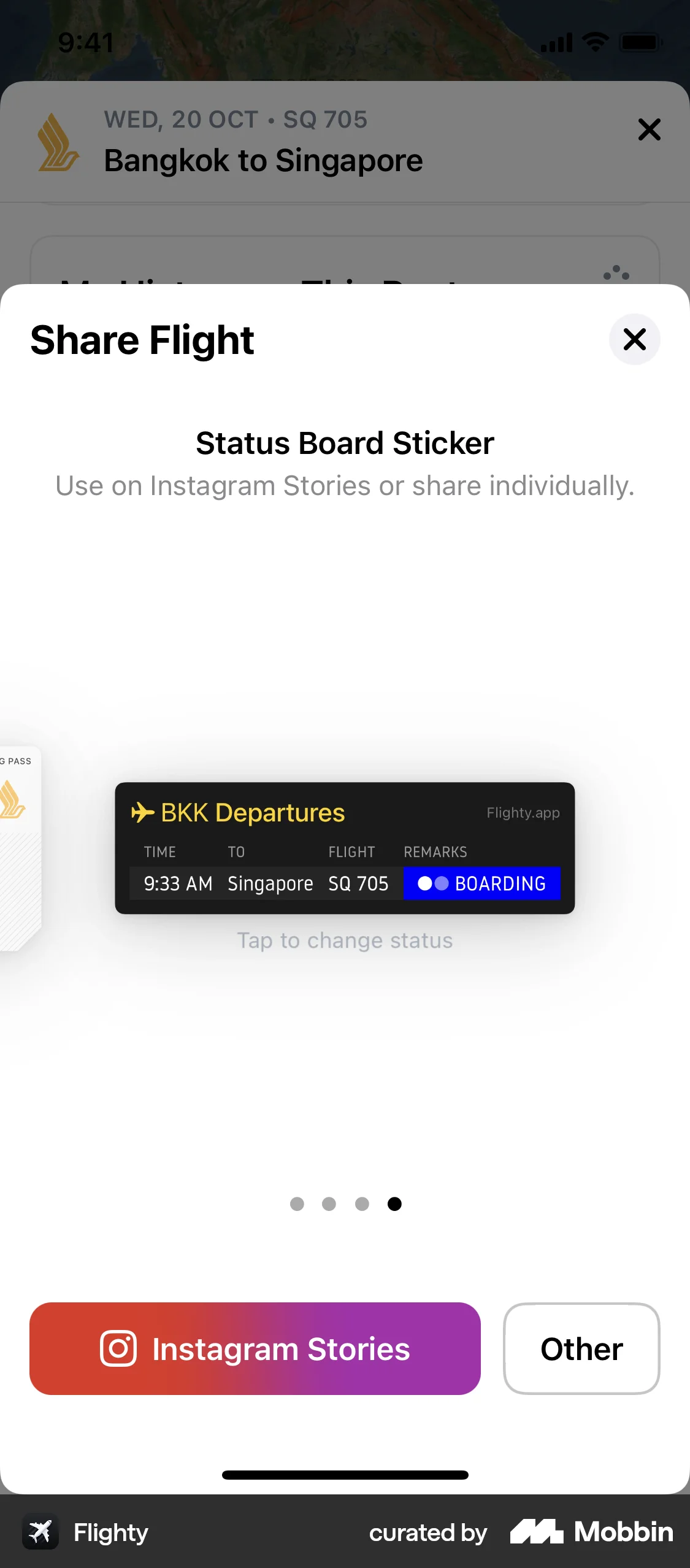 Flighty iOS Share screen