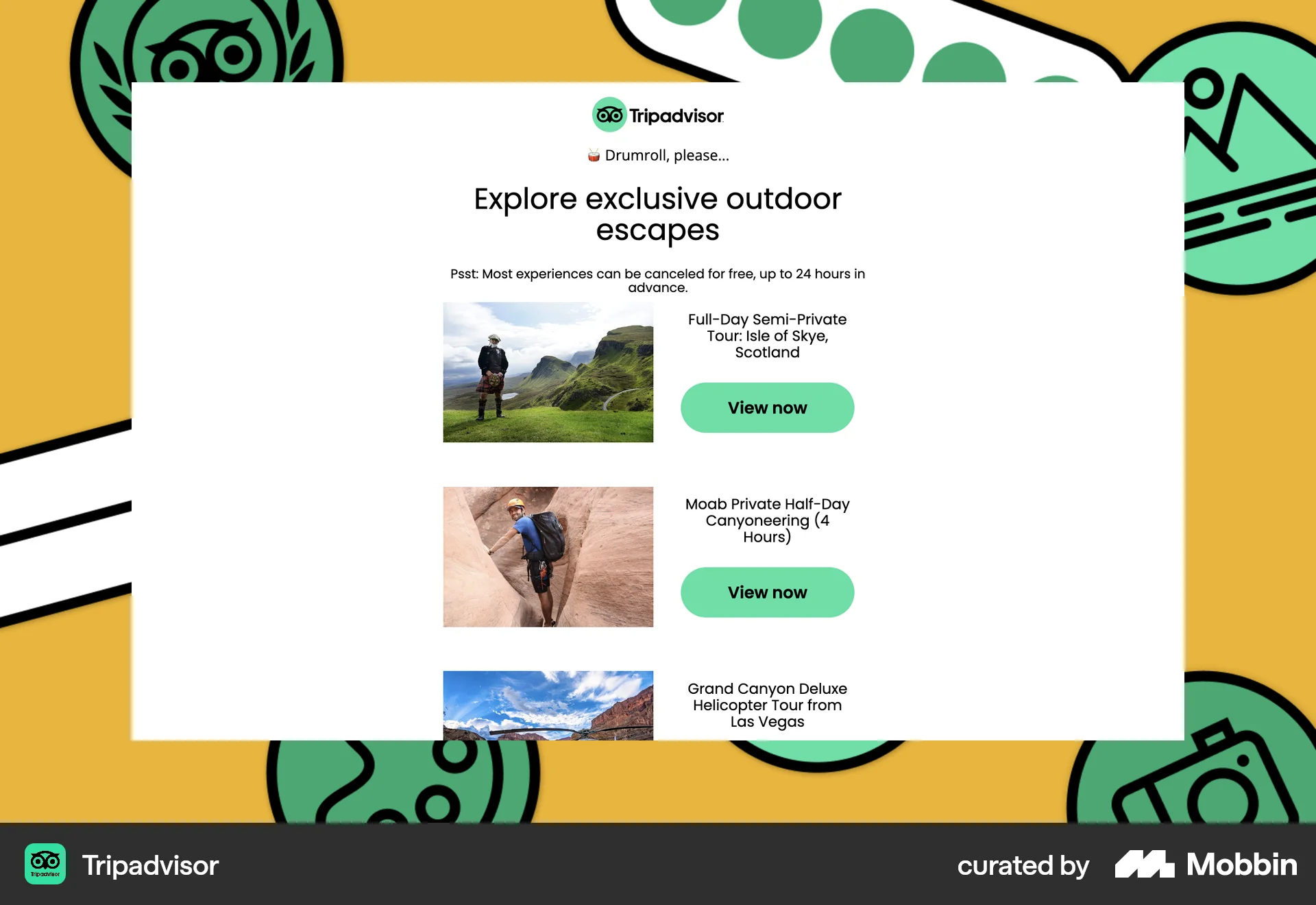 Tripadvisor Web Quiz screen