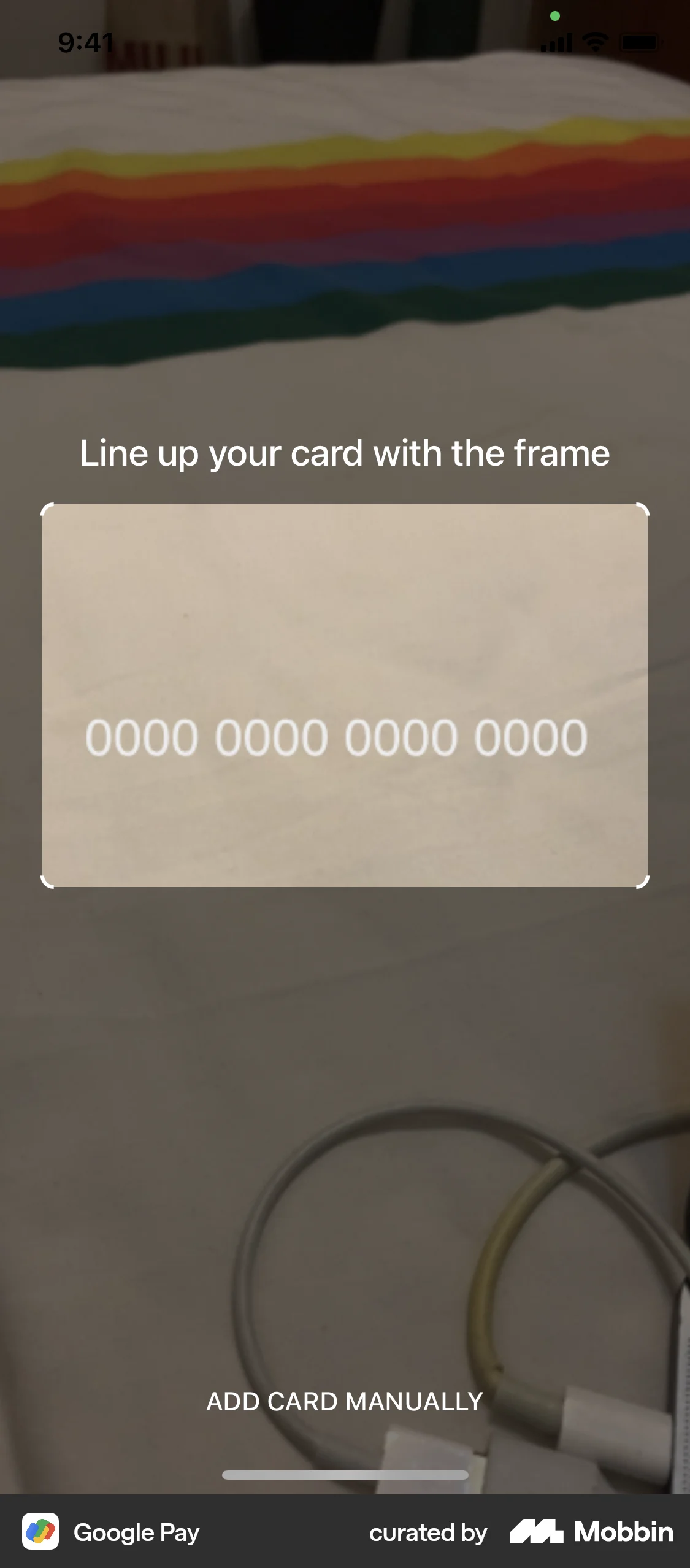 Google Pay iOS Camera & Scanner screen