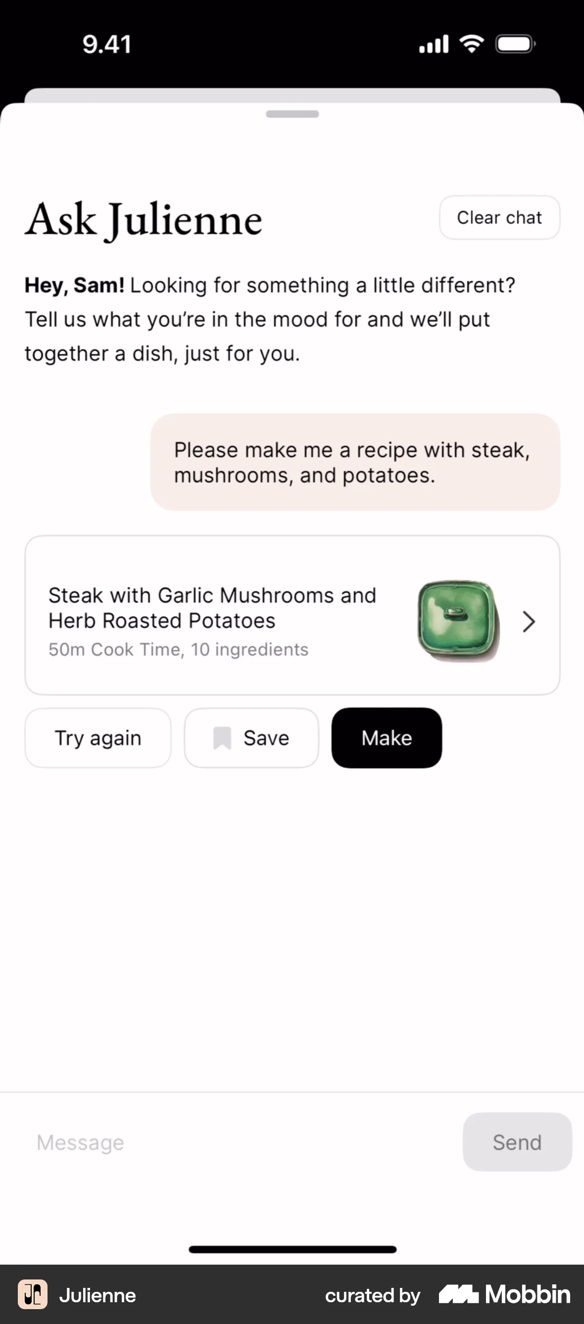 Julienne iOS screen containing Toolbar UI element