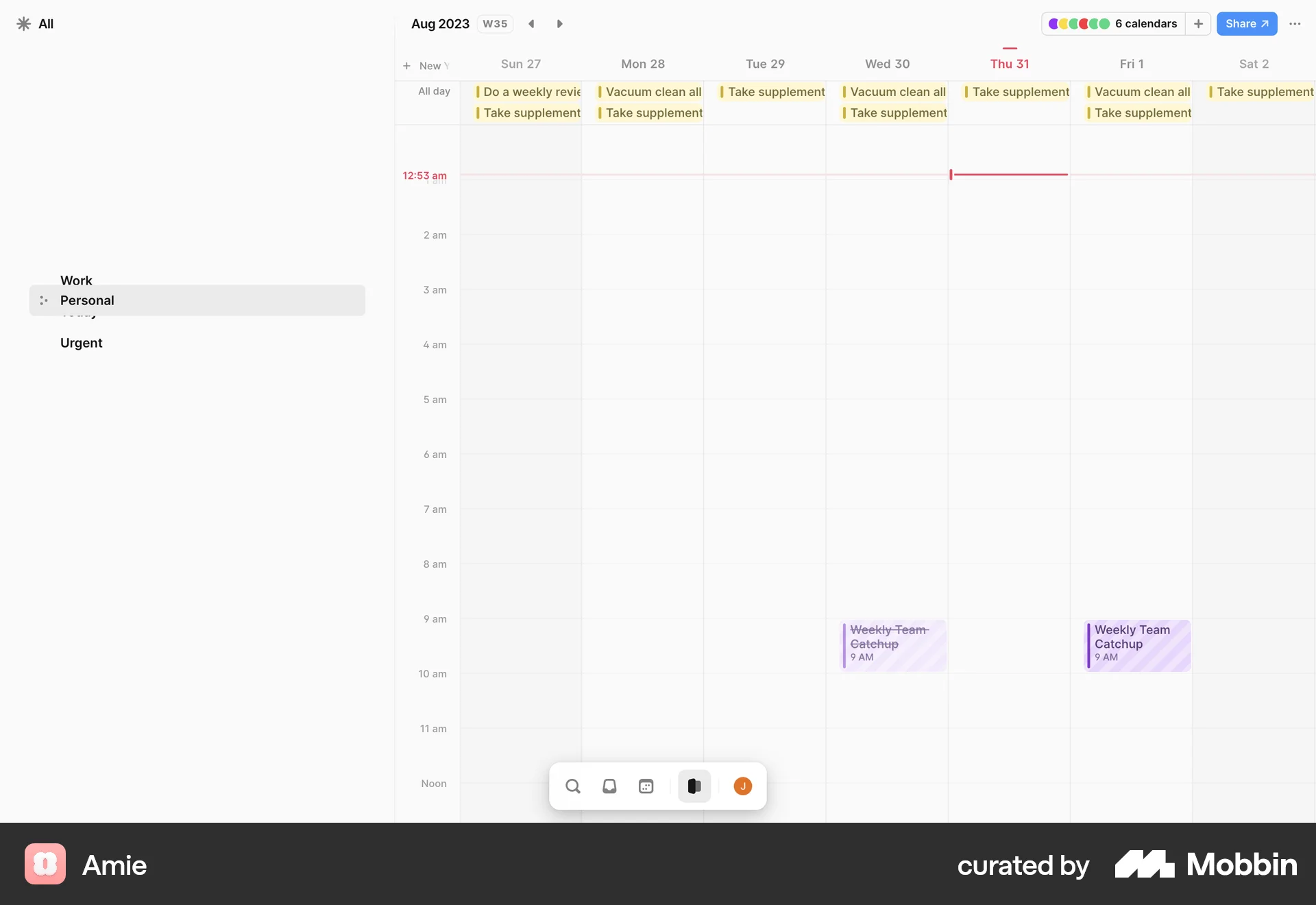 Amie Web Reorder screen