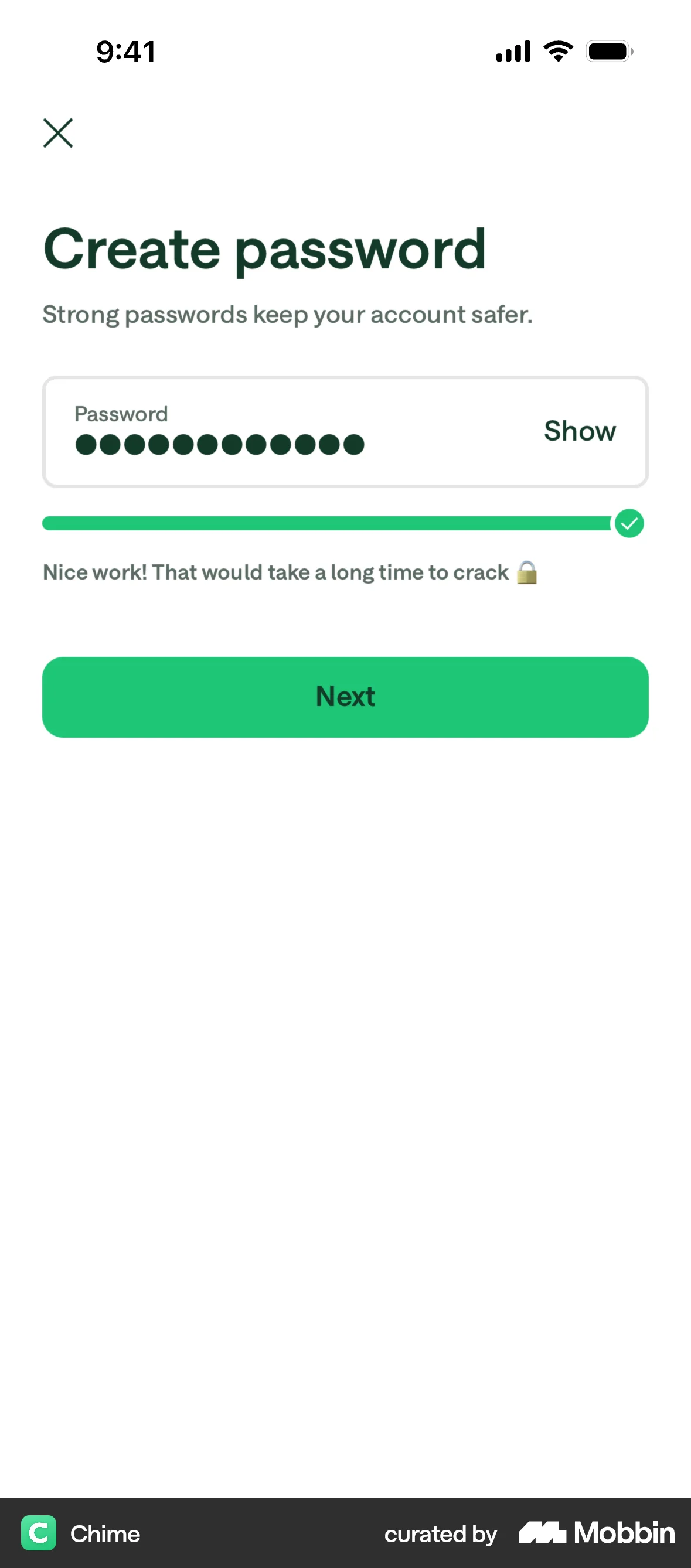 Chime Onboarding screen