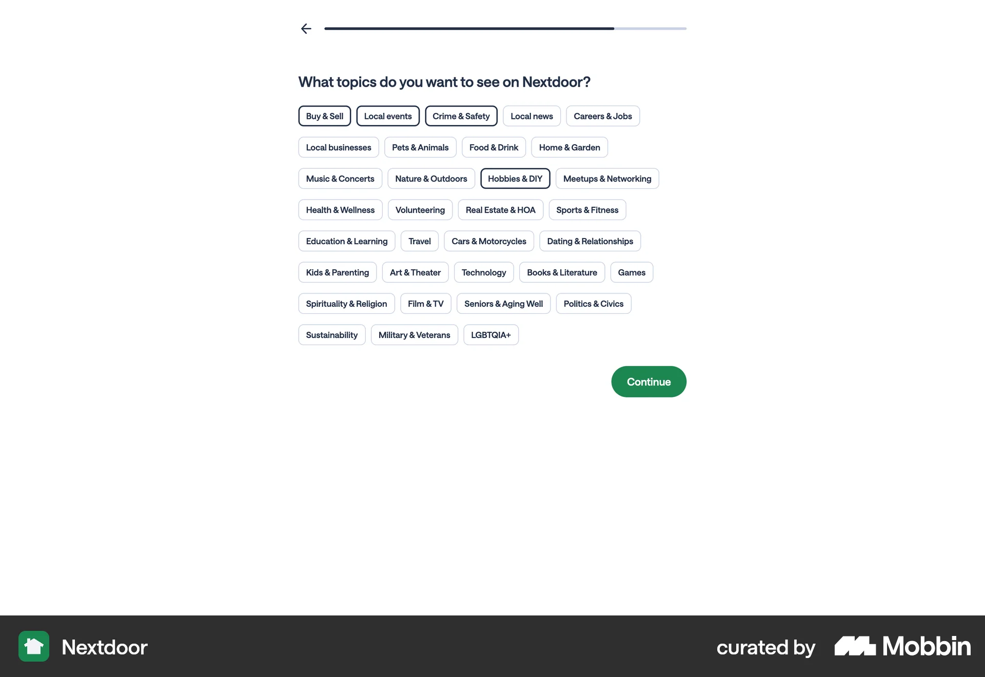 Nextdoor Web Account Setup screen