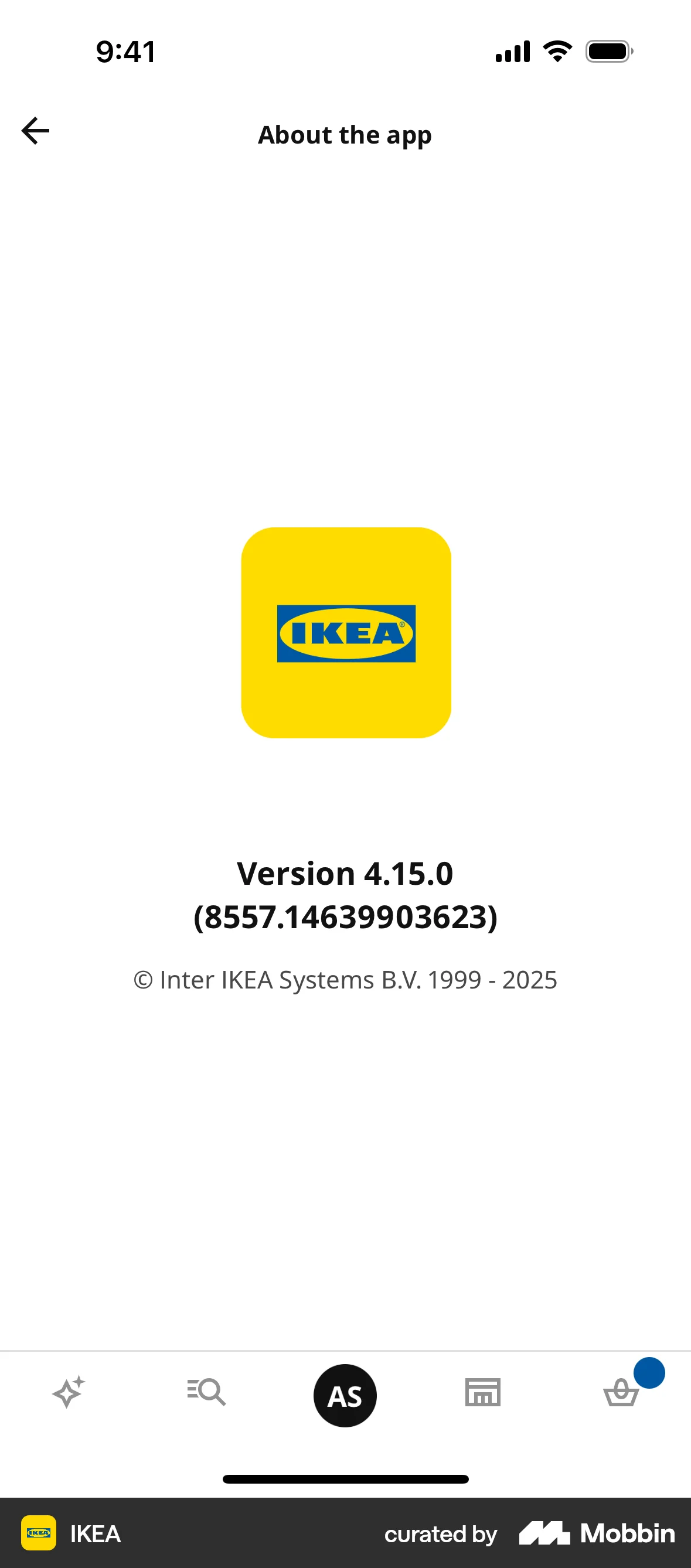 IKEA iOS About screen