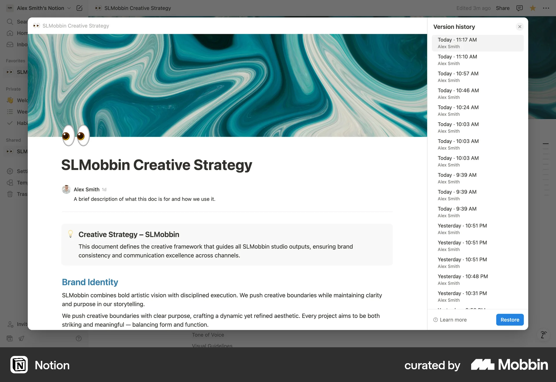 Notion Web Date & Time screen