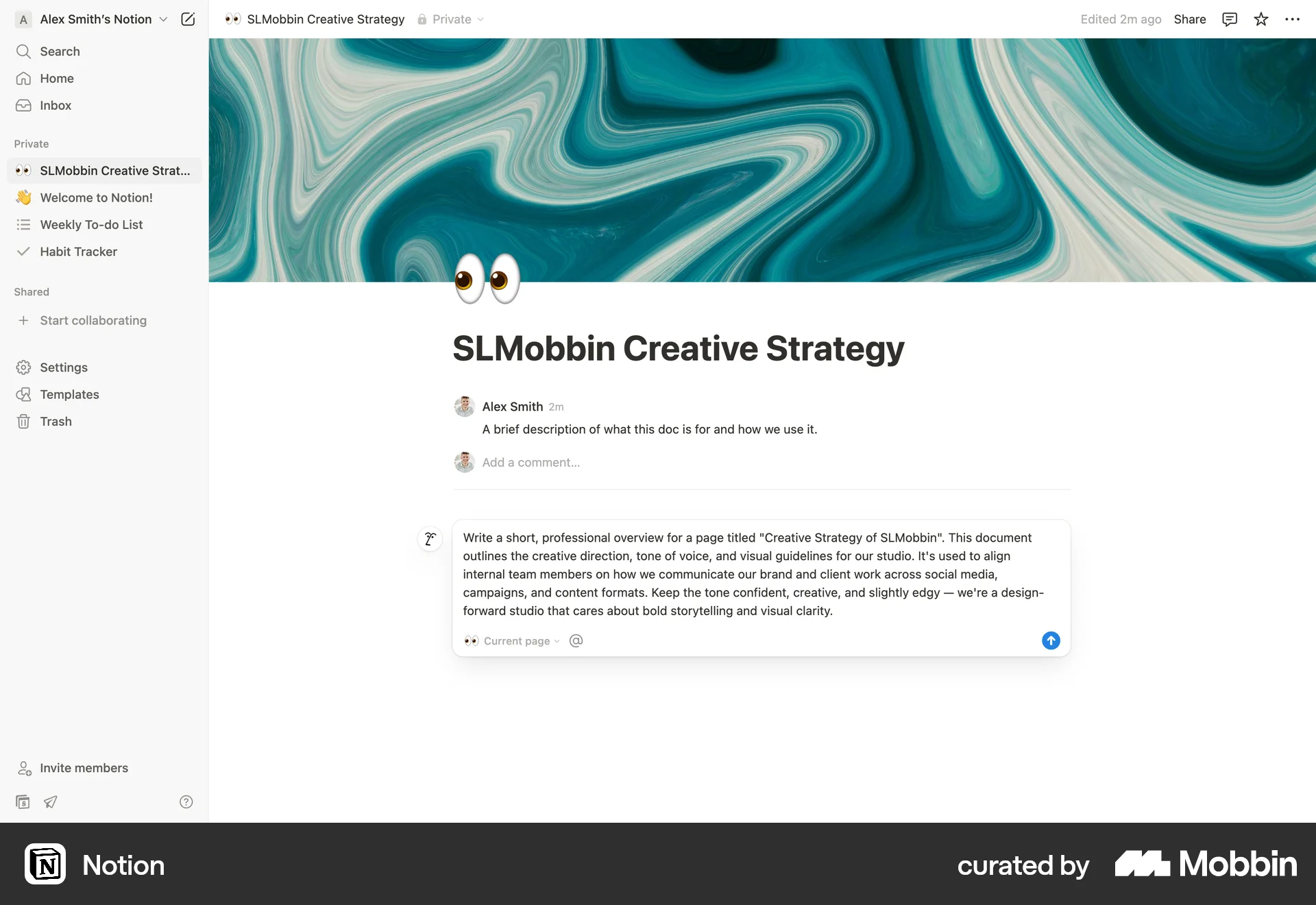 Notion Web screen containing Text Field UI element