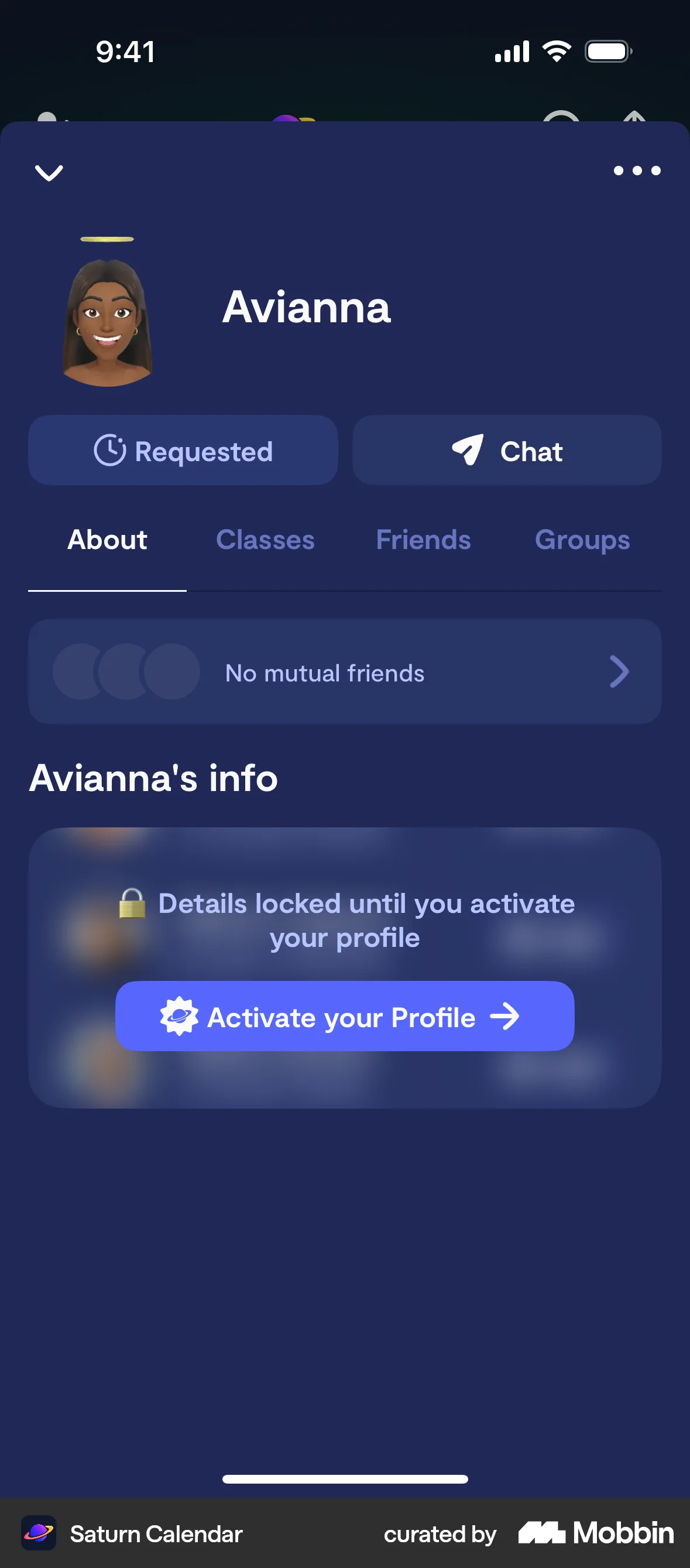 Saturn Calendar iOS screen containing Banner UI element