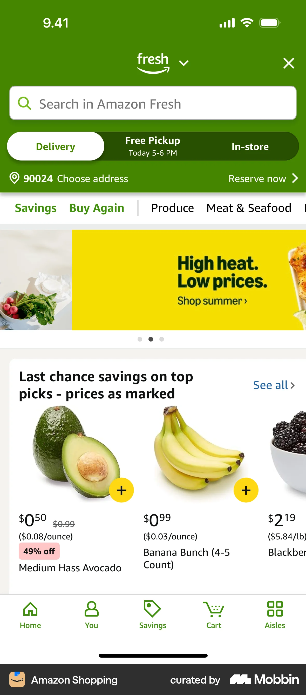 Amazon Shopping iOS screen containing Banner UI element