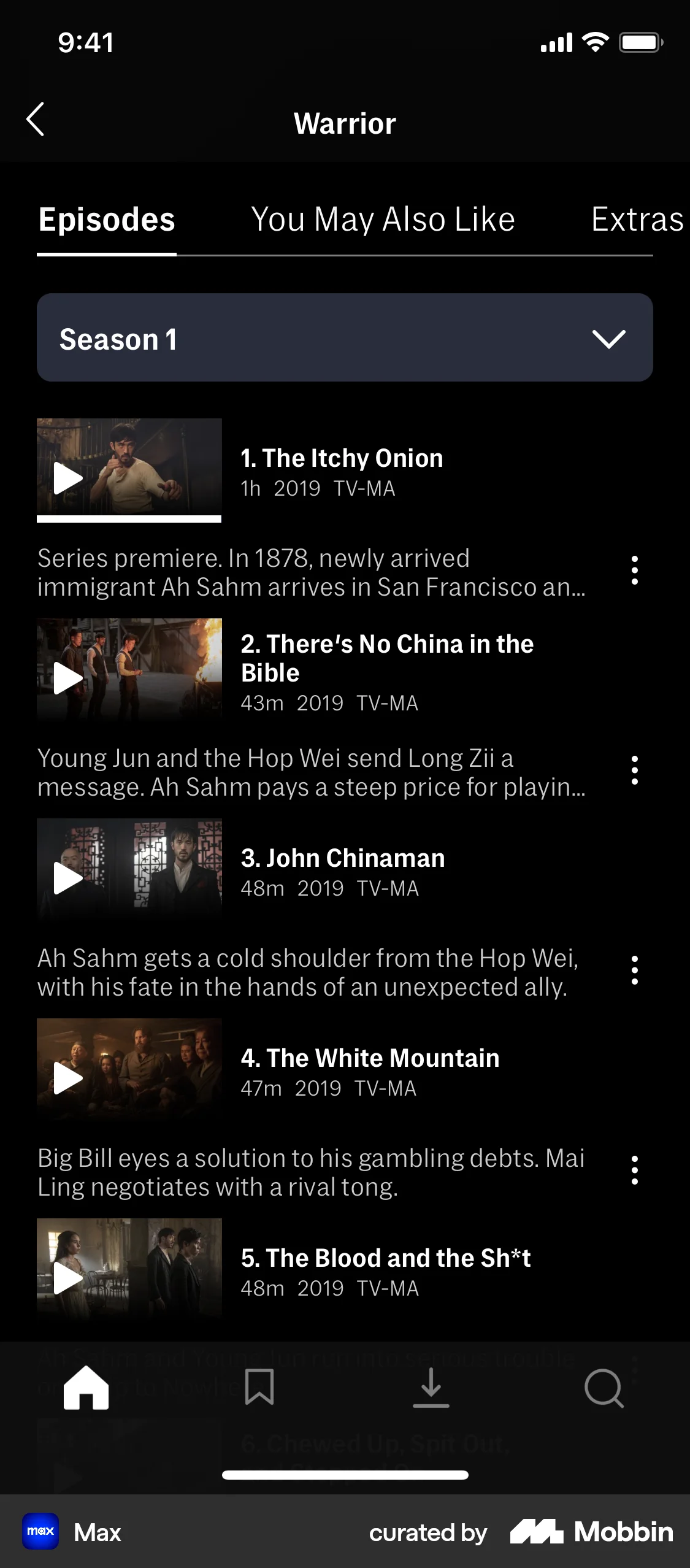 HBO Max iOS TV Show & Movie Detail screen