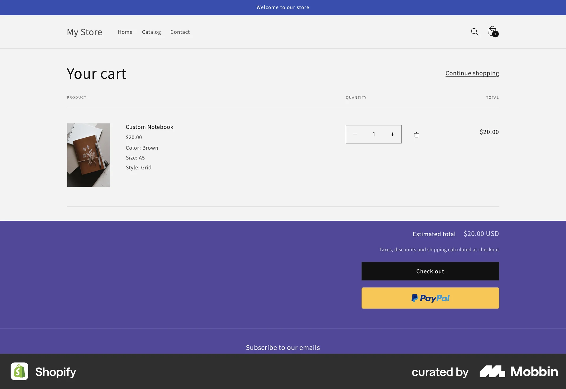 Shopify Web Web Shopping Cart screen
