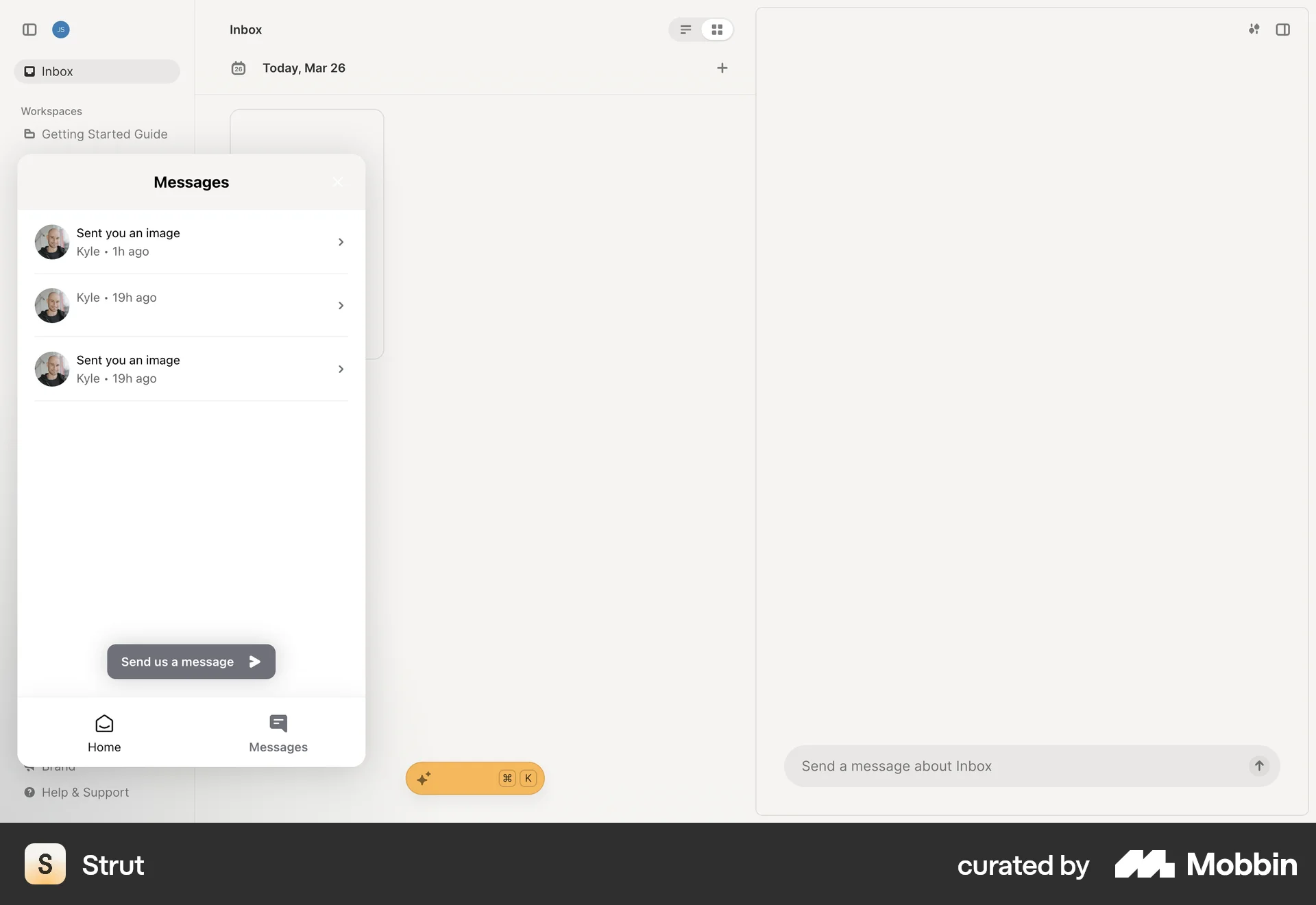 Strut Web Emails & Messages screen