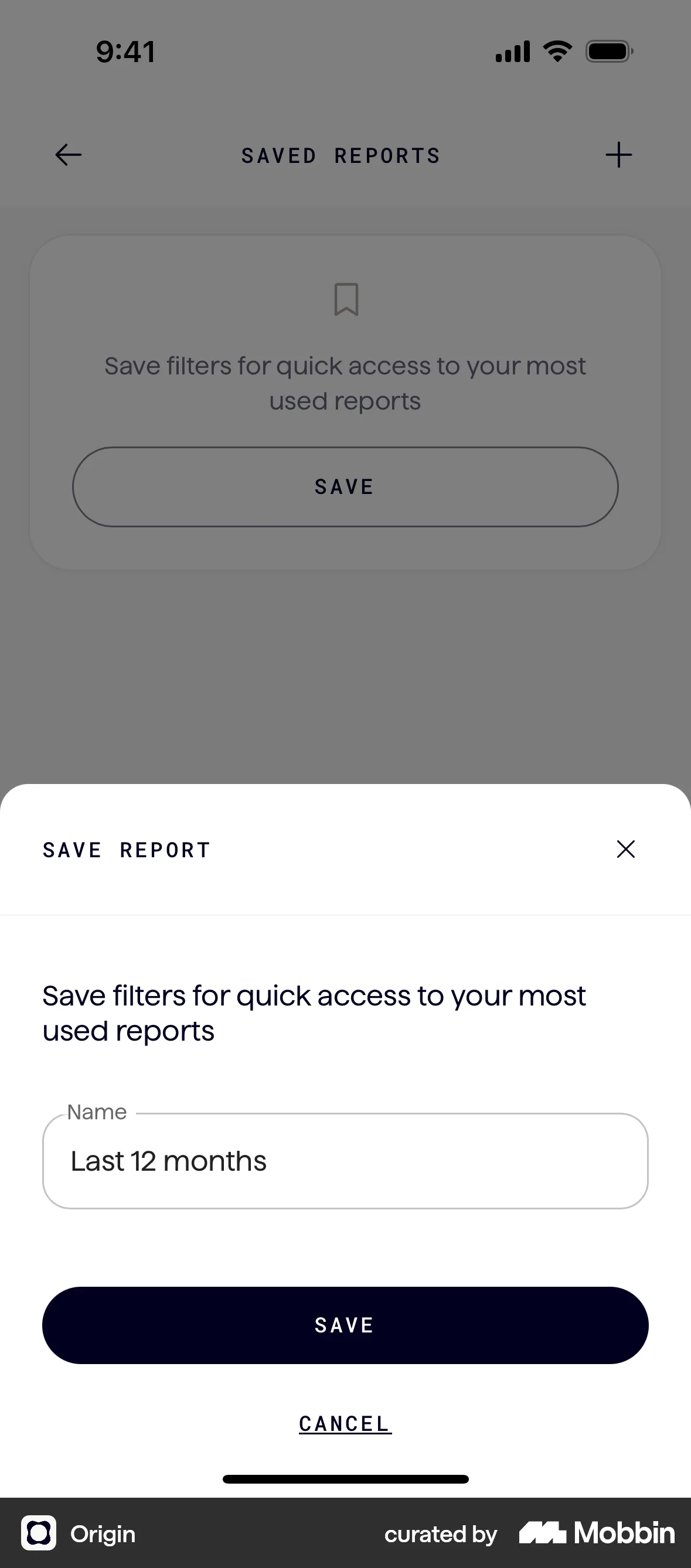 Origin iOS Save screen