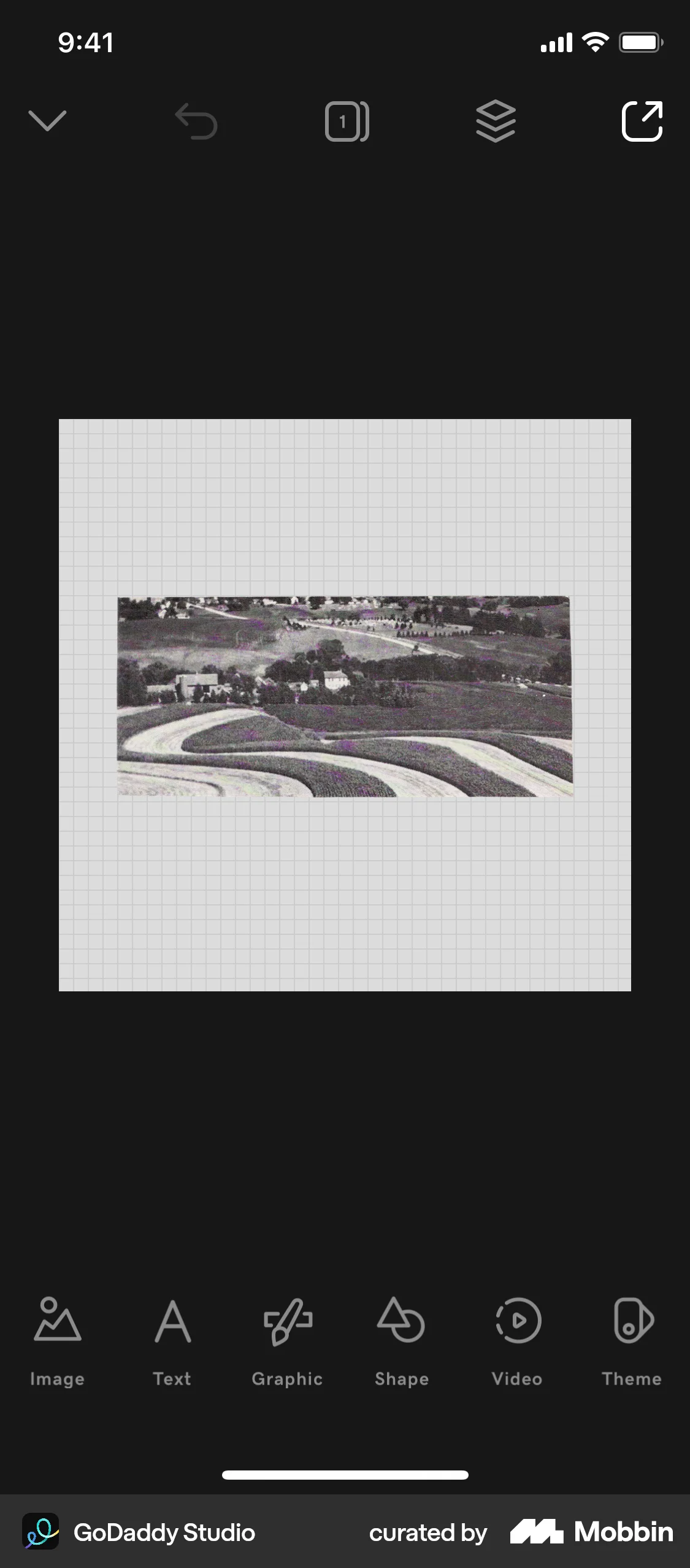 GoDaddy Studio iOS Media Editor screen