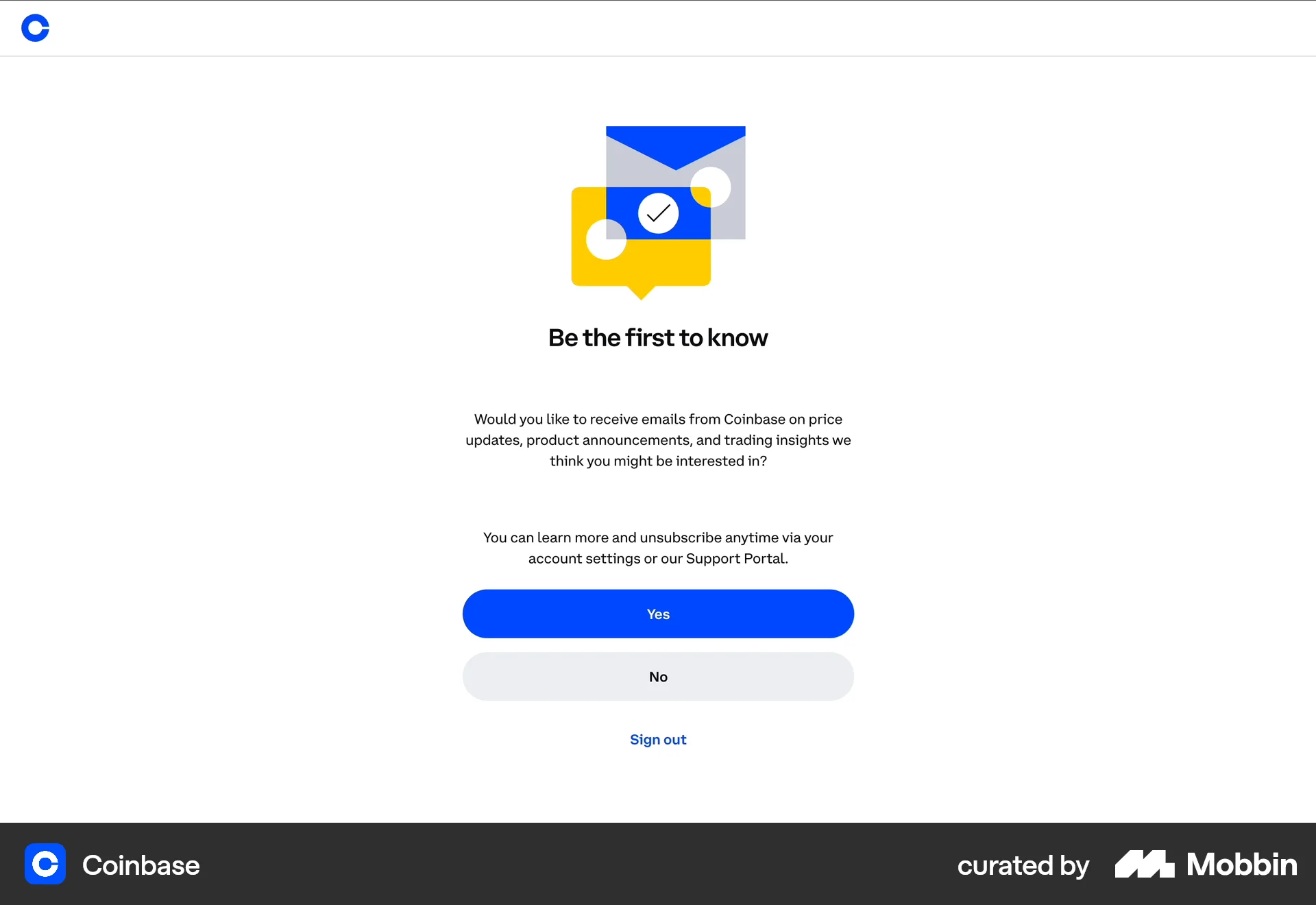 Coinbase Web Permission screen