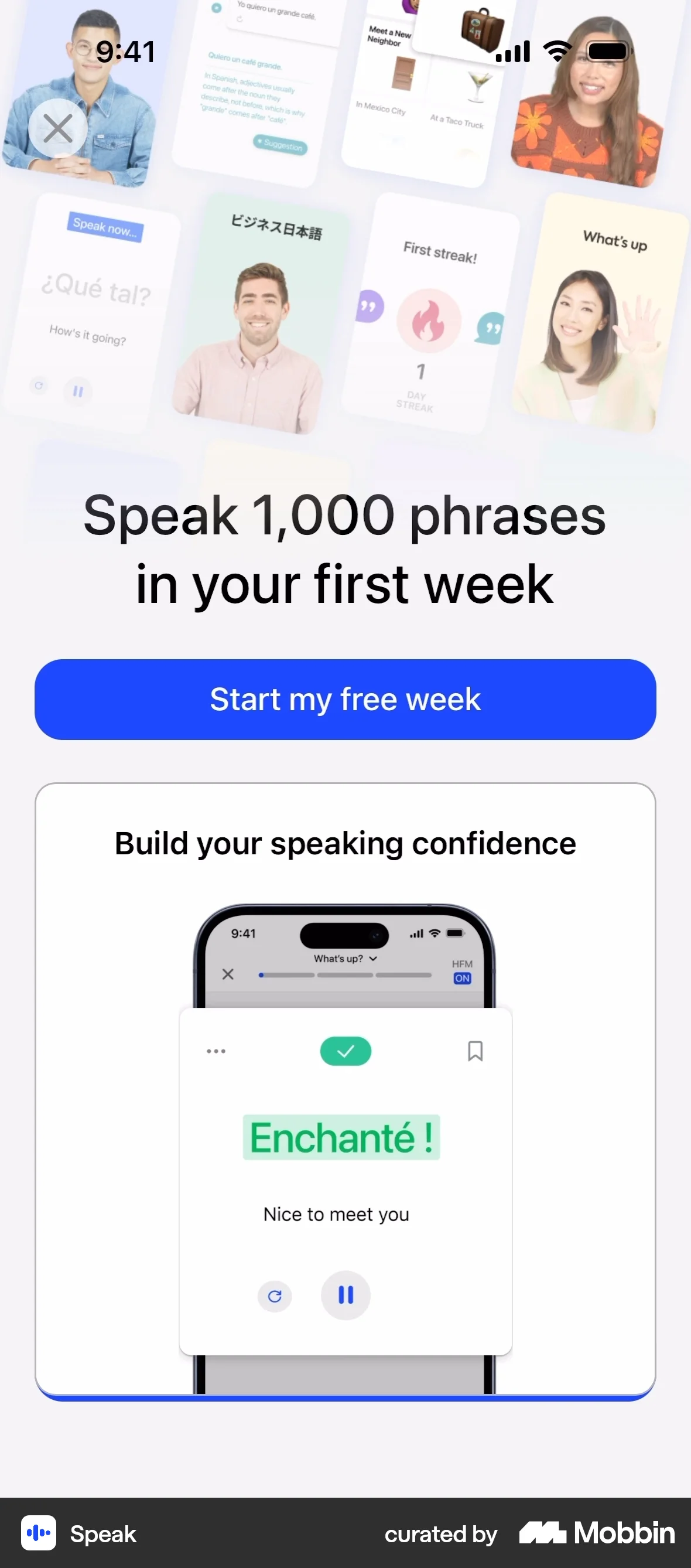 Speak Onboarding screen