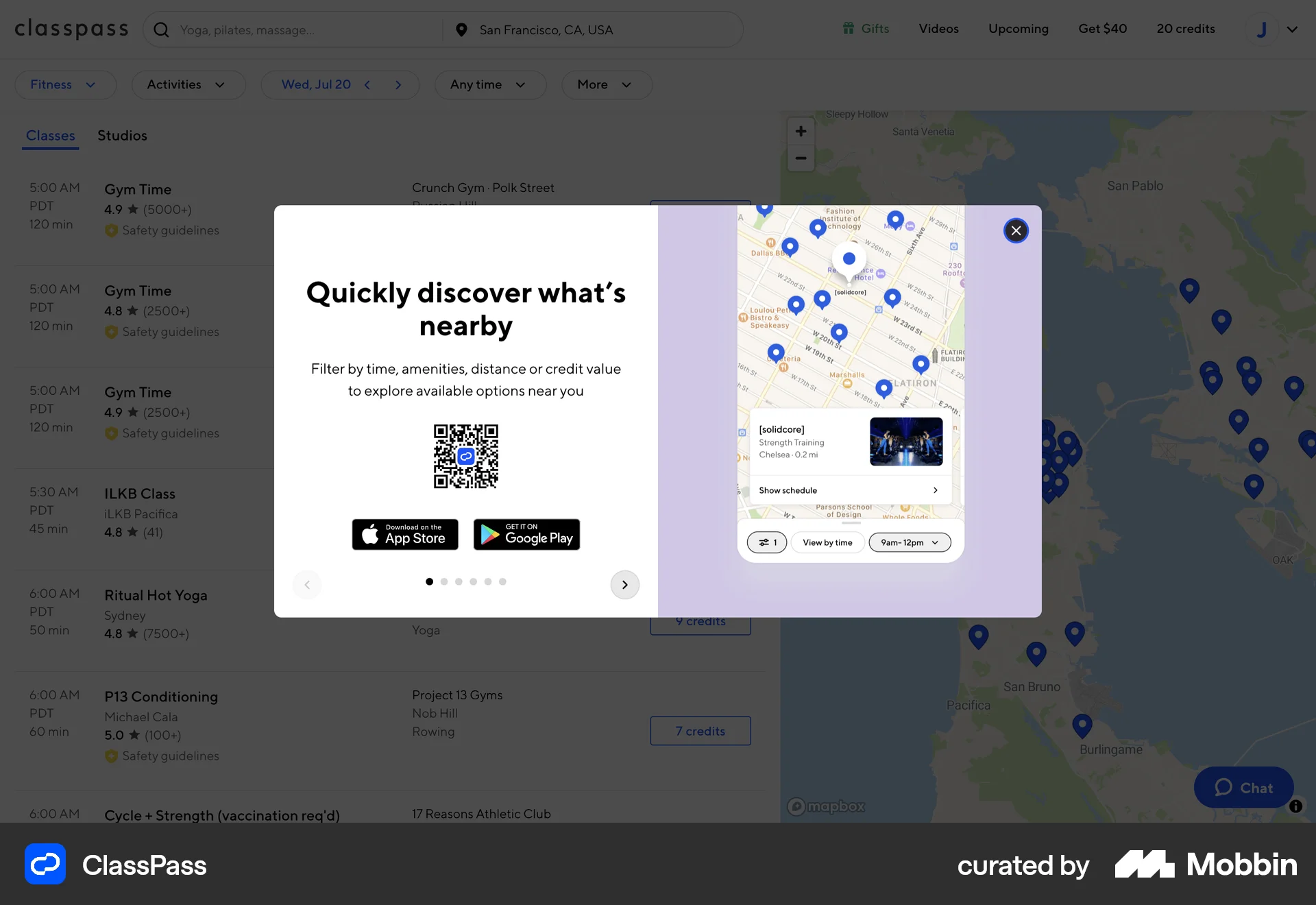 ClassPass Web QR Code screen