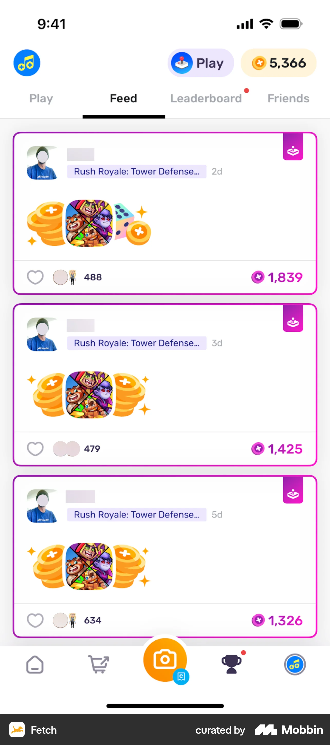 Fetch iOS Social Feed screen