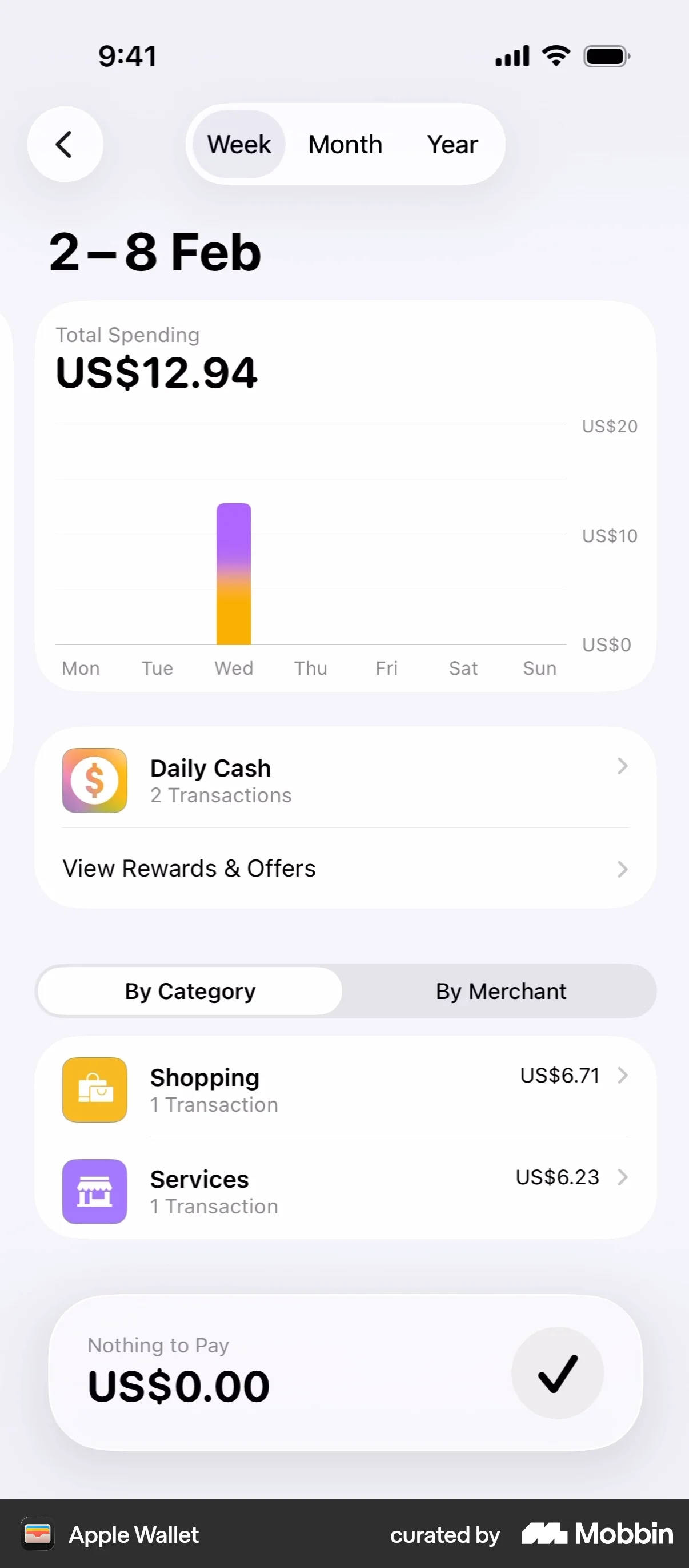 Apple Wallet iOS Mobile App Design screen