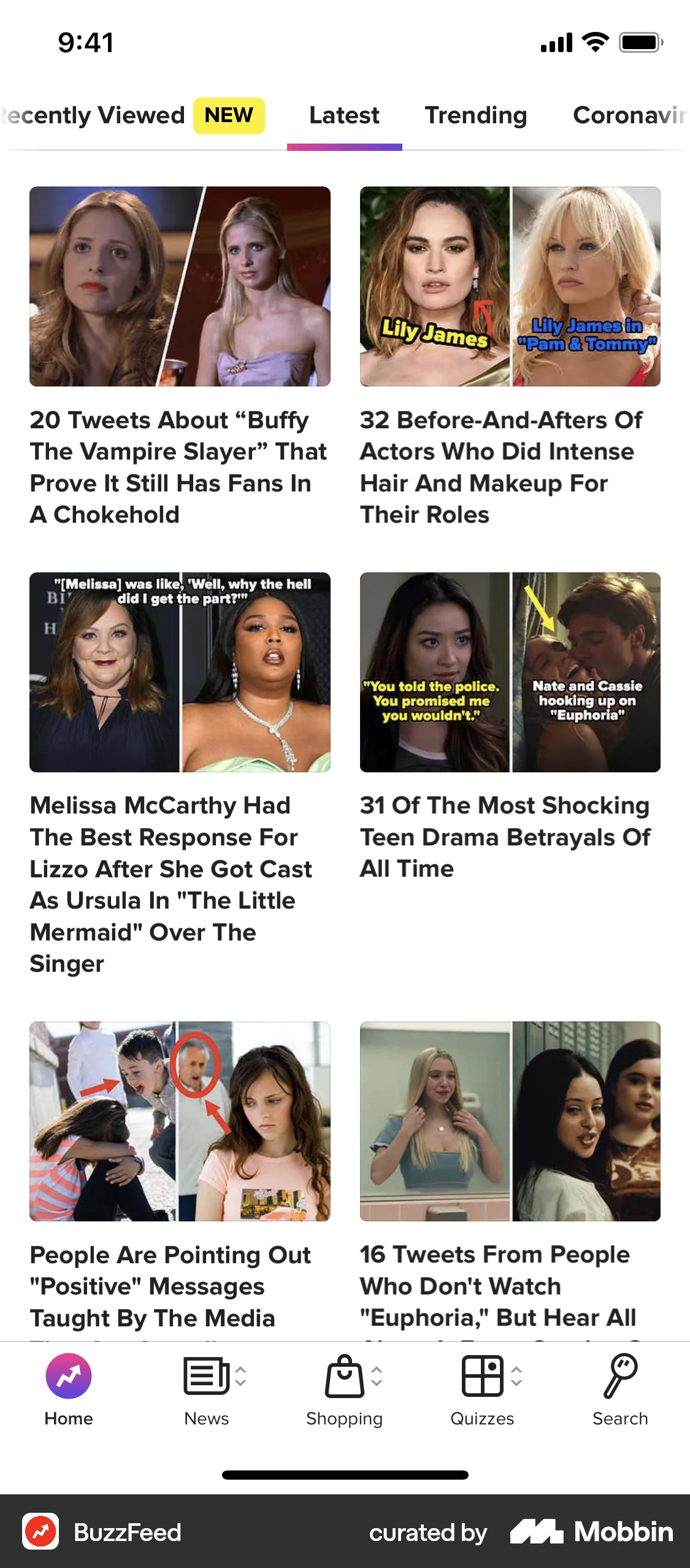 BuzzFeed iOS News Feed screen