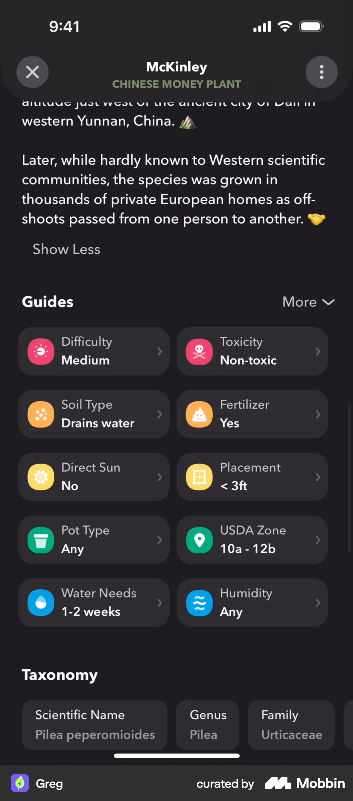 Greg iOS screen containing Icon UI element