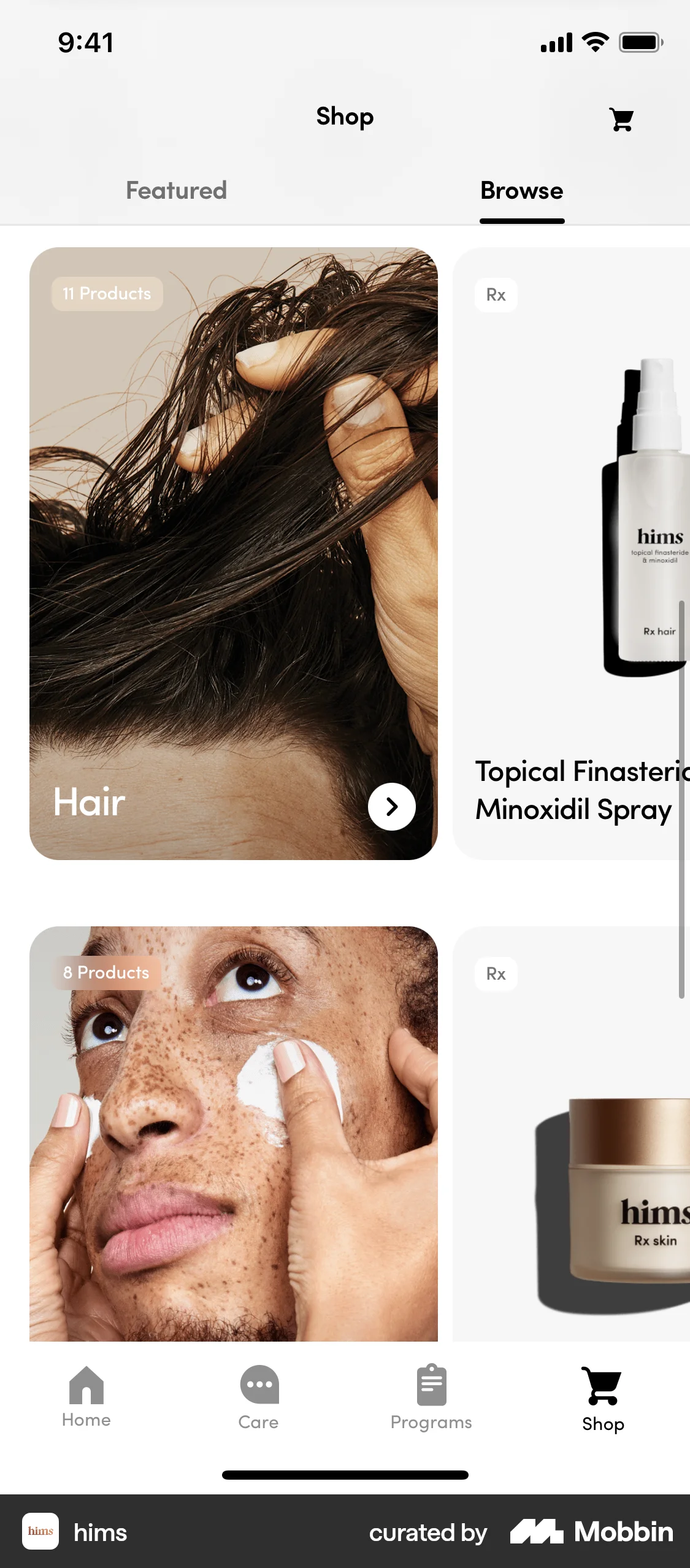Hims iOS Shop & Storefront screen