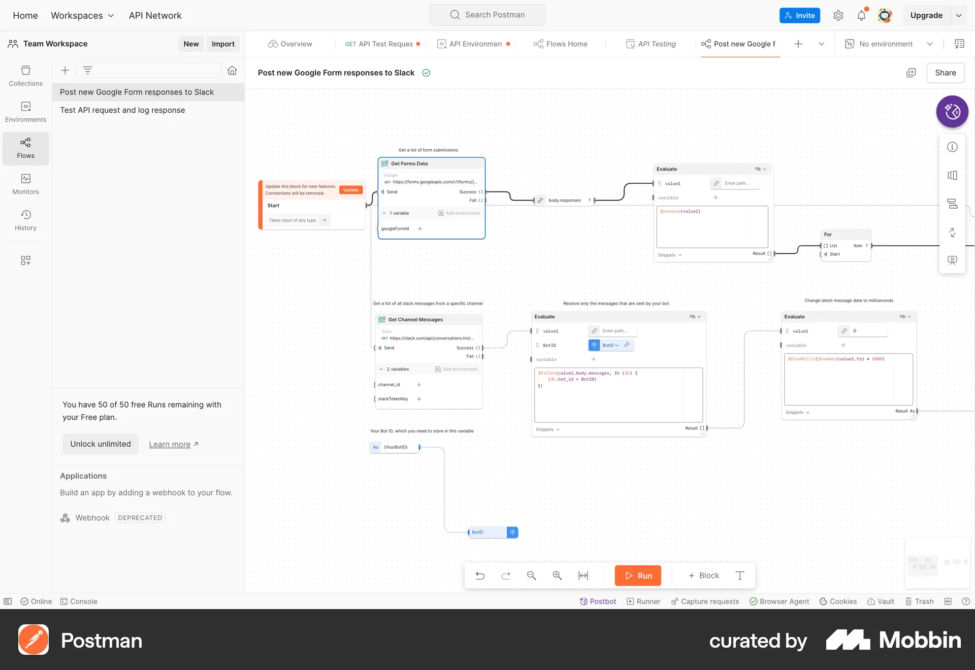 Postman Web Canvas screen