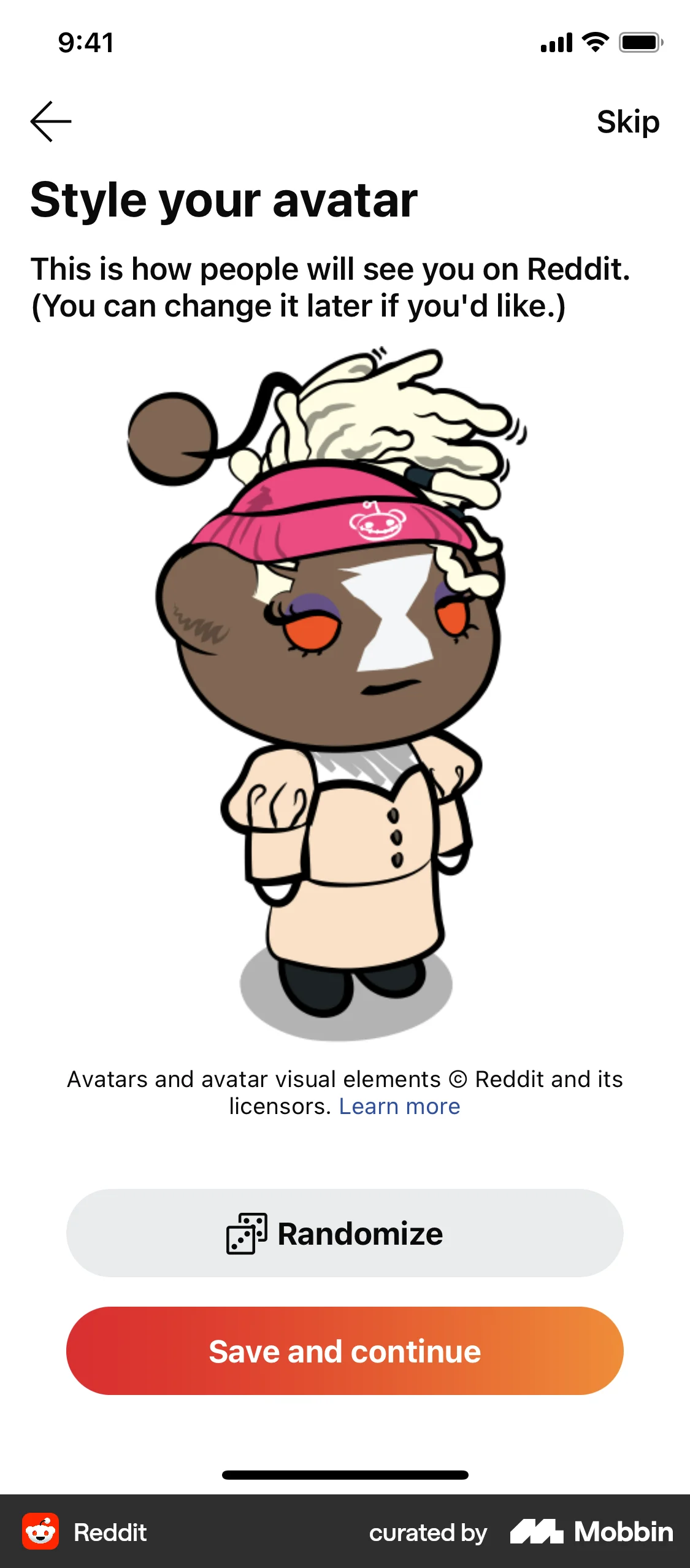 Reddit iOS Account Setup screen