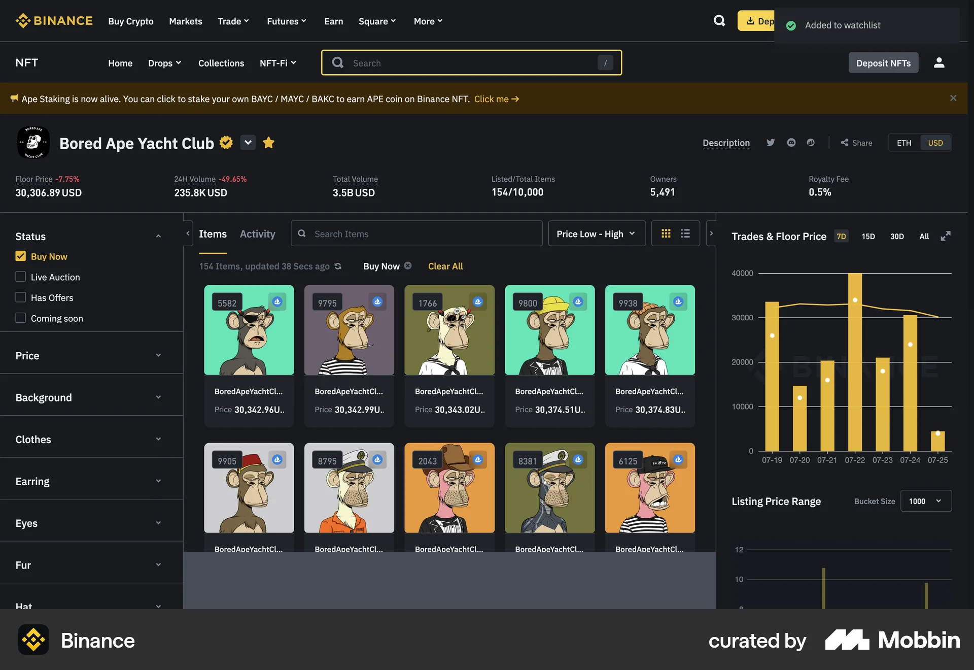 Binance Web Save screen