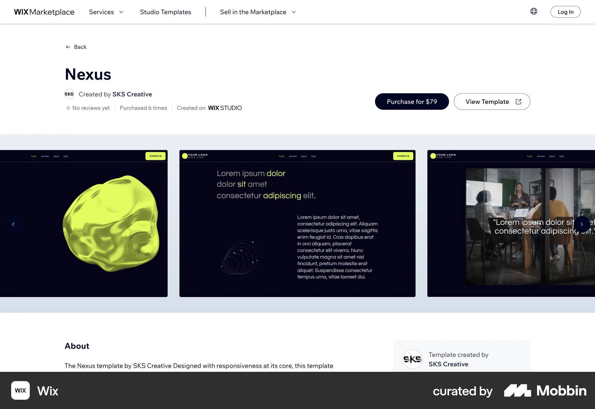 Wix Web Pricing screen
