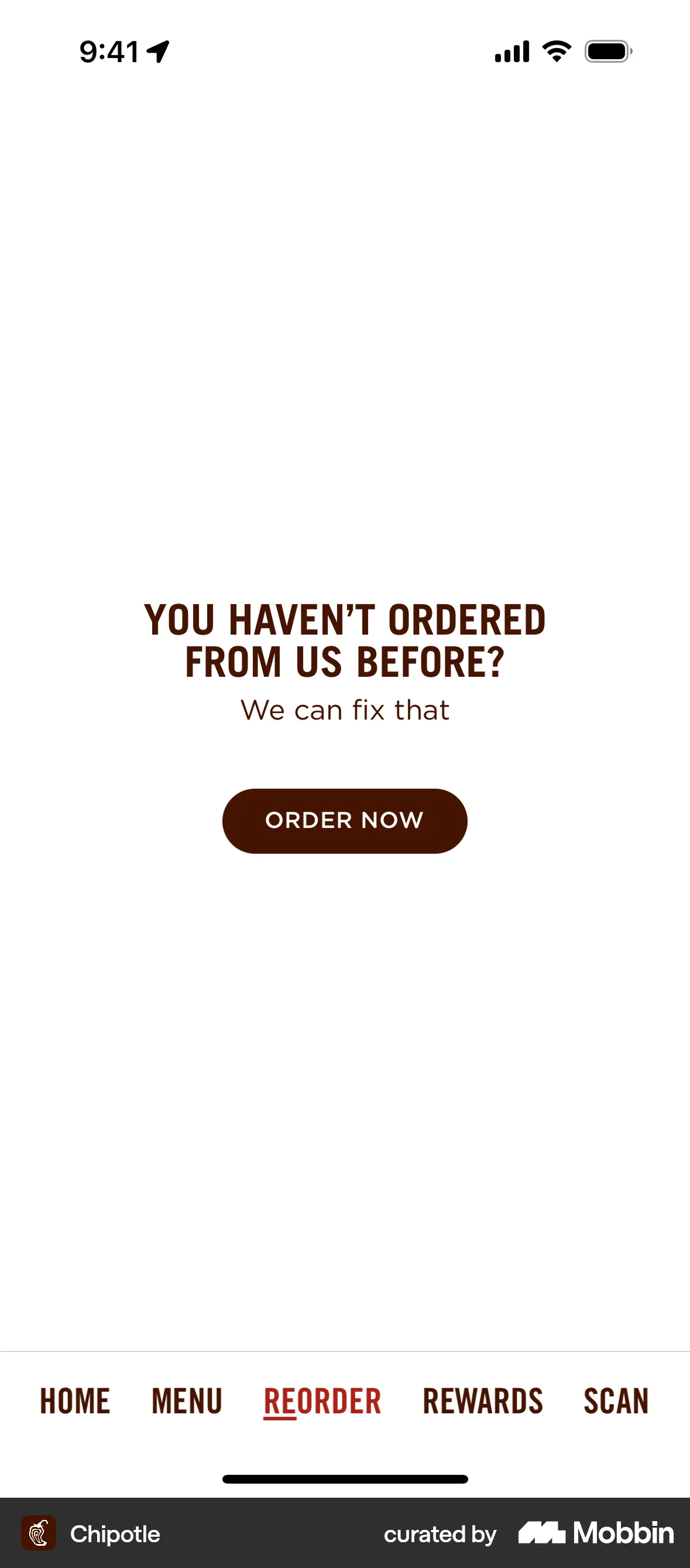 Chipotle iOS Empty State screen