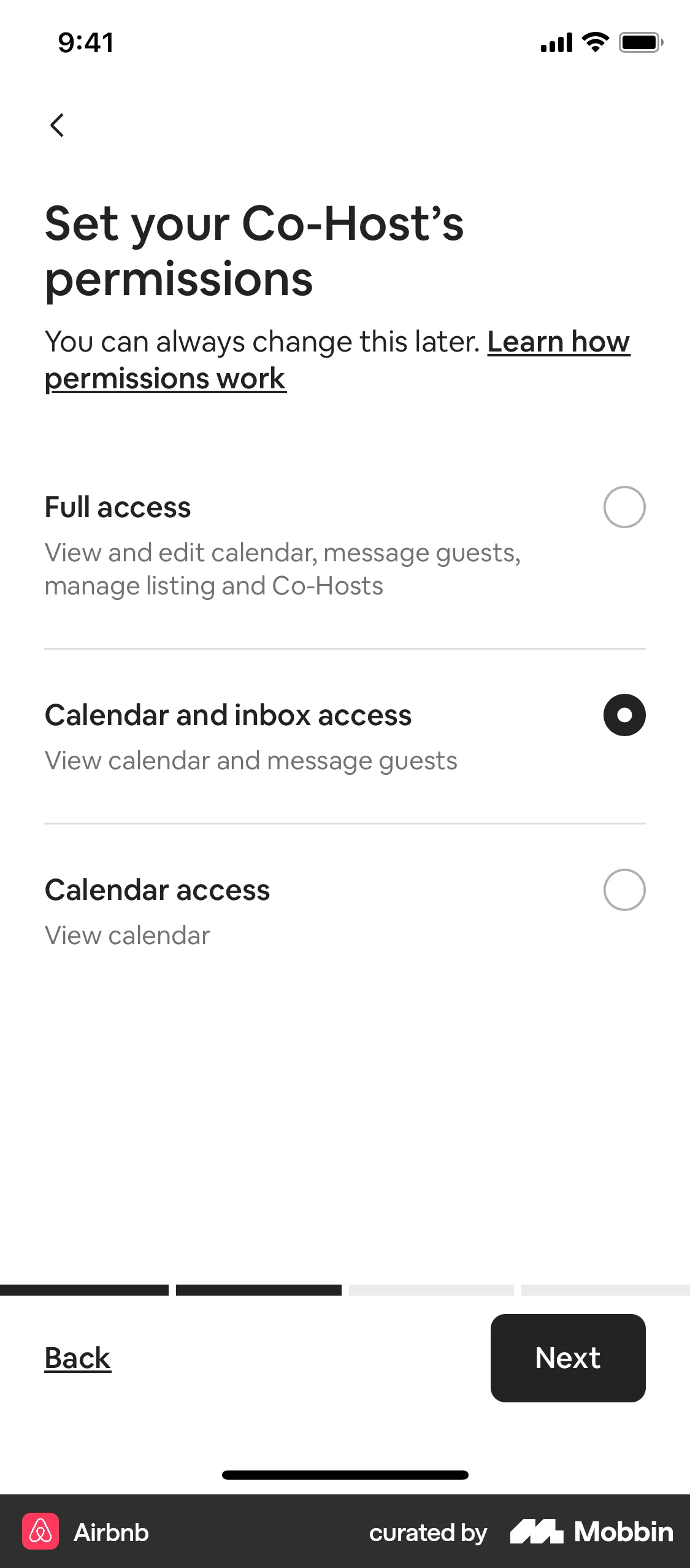 Airbnb iOS screen containing Radio Button UI element