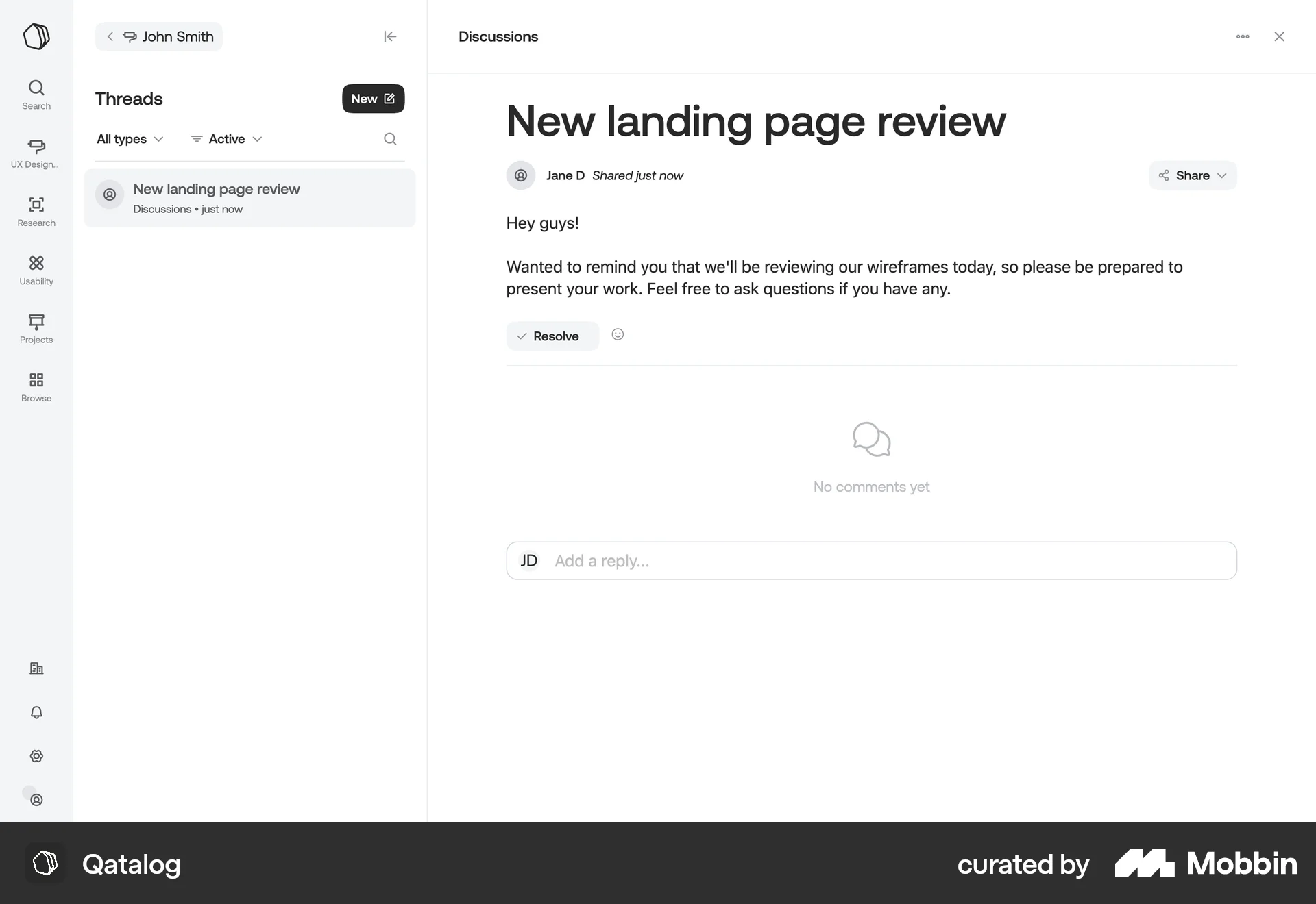 Qatalog Web Post Detail screen