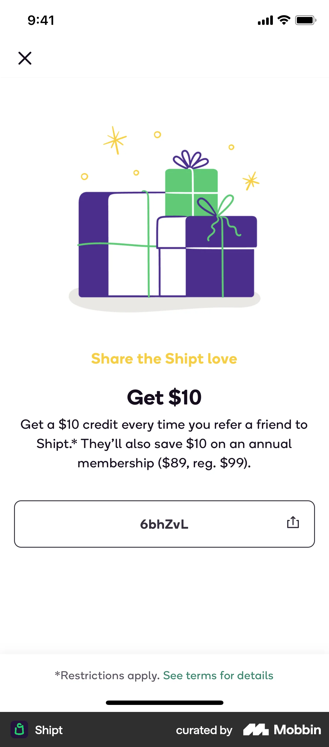 Shipt iOS screen containing Full-Screen Overlay UI element