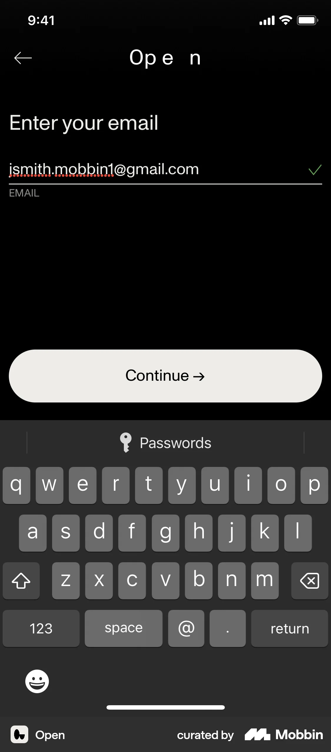 Open iOS Signup screen